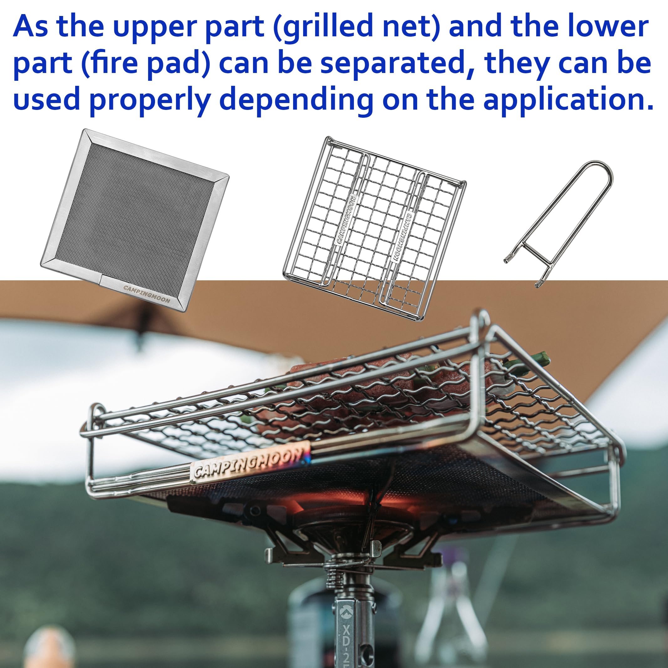 CampingMoon 304 Stainless Steel Camping Bread Toaster for Gas Stove - Compact Portable Outdoor Cooking Tool for Camping, Hiking & Picnics