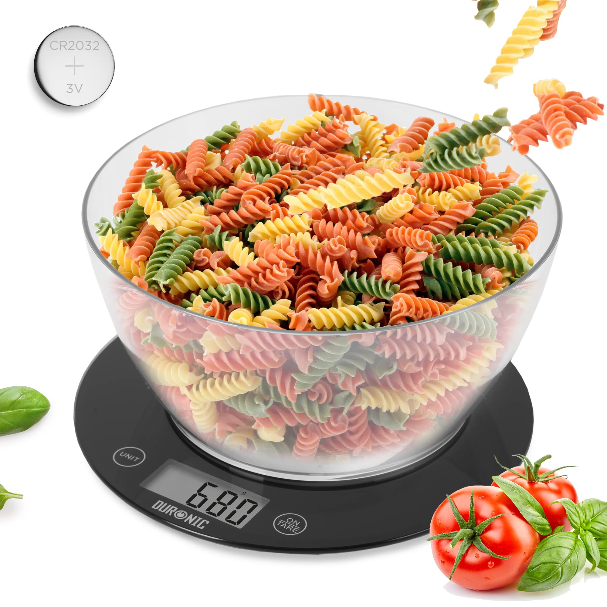 Duronic KS7000 Digital Kitchen Scale with Bowl - Precision Electronic Food Scale for Cooking, Baking, Measuring Pet Food & Postal Items - Backlit LCD Display - Perfect for Home Kitchens, Bakeries & Small Businesses