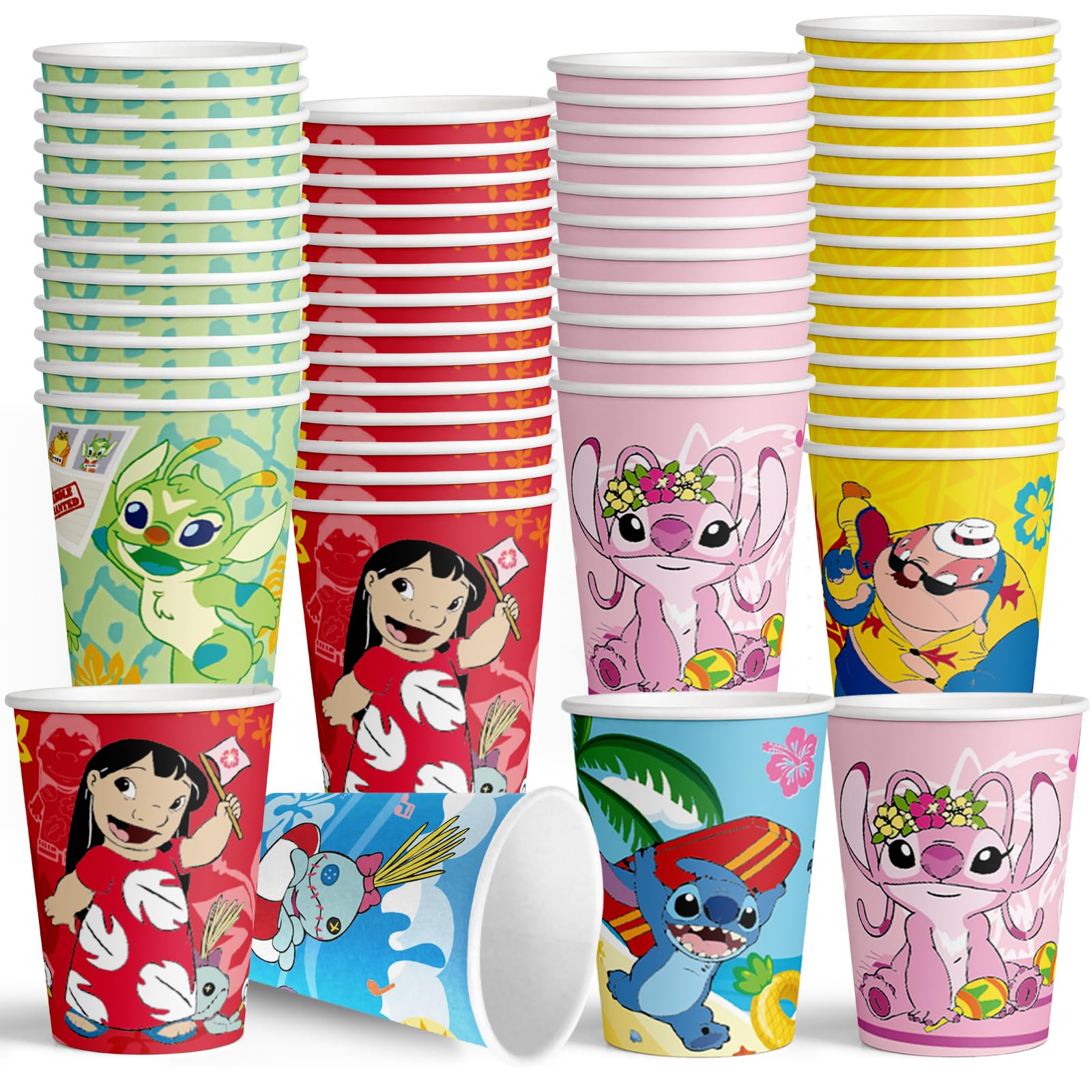 60PCS Stitch Birthday Party Supplies - 9oz Disposable Paper Cups for Stitch Themed Party Favors, Tableware & Decorations | Perfect for Disney Lilo & Stitch Birthday Parties, Baby Showers & Themed Events