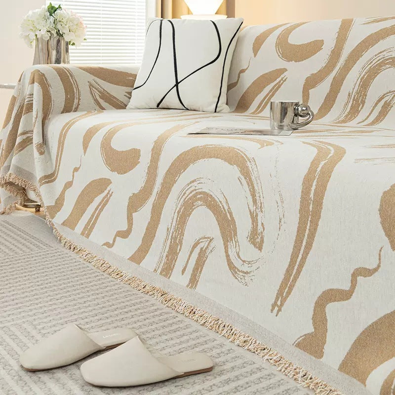 Stylish Rosalie Abstract Geometric Couch Cover - Modern Stretchable Sofa Slipcover for Living Room, Sectional, Loveseat - Perfect for Home Decor & Pet Protection