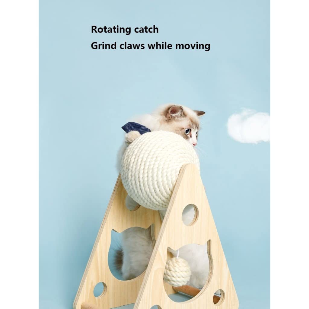 Premium Cat Exercise Wheel & Scratching Board Set - Natural Wooden Cat Toy with Sisal Treadmill, Non-Shedding Pet Grinding Rack & Climbing Frame for Indoor Cats (Color A) - Perfect for Small Spaces & Active Kitty Playtime