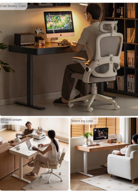 Premium Black Walnut Solid Wood Electric Height Adjustable Standing Desk - Ergonomic Home Office Computer Workstation for Remote Work & Gaming Setup
