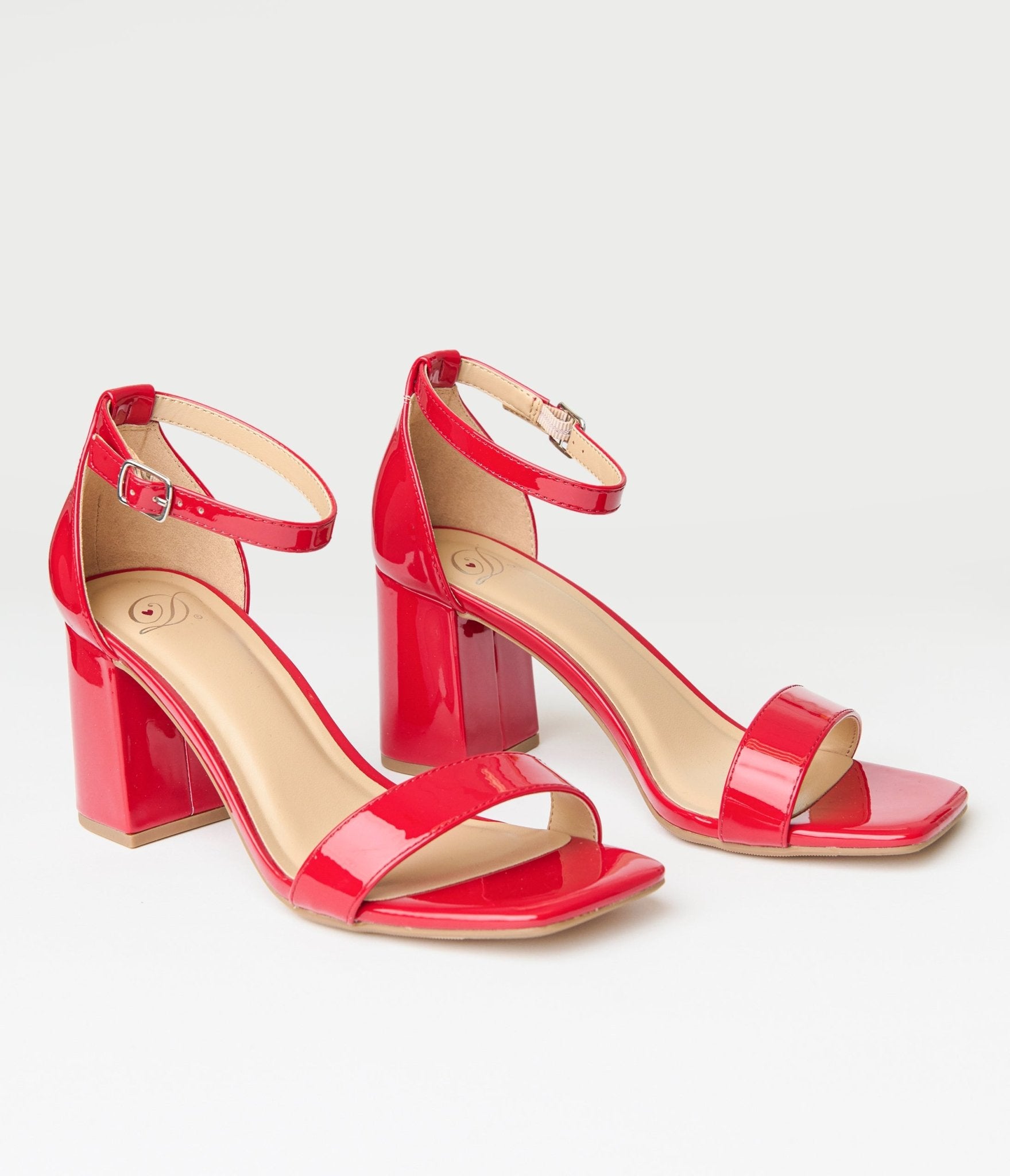 Red Patent Leatherette Heeled Sandals for Women - Comfortable High Heel Dress Shoes for Parties, Weddings & Evening Events