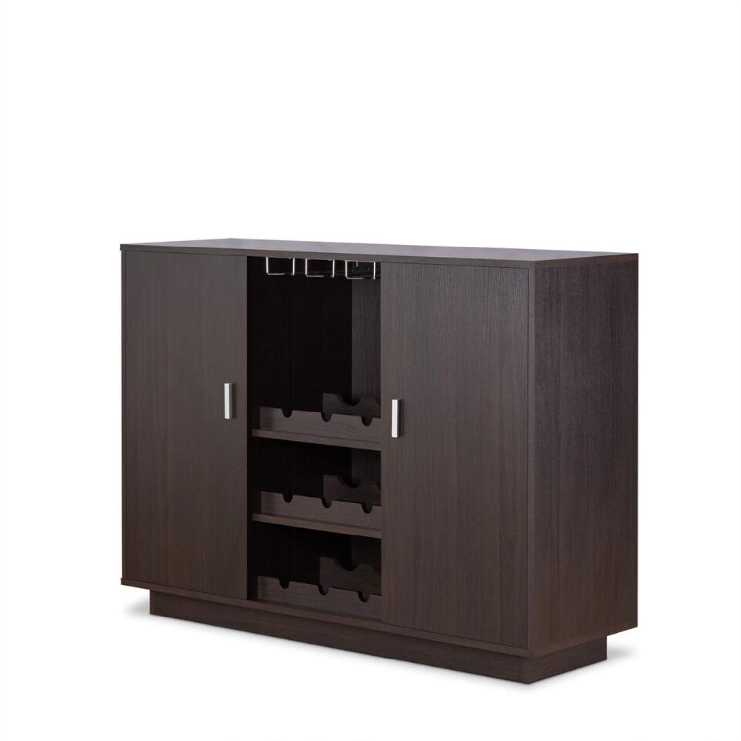 Benjara Wooden Server with Two Side Door Storage Cabinets, Brown - Perfect for Dining Room Buffet, Kitchen Storage & Home Organization