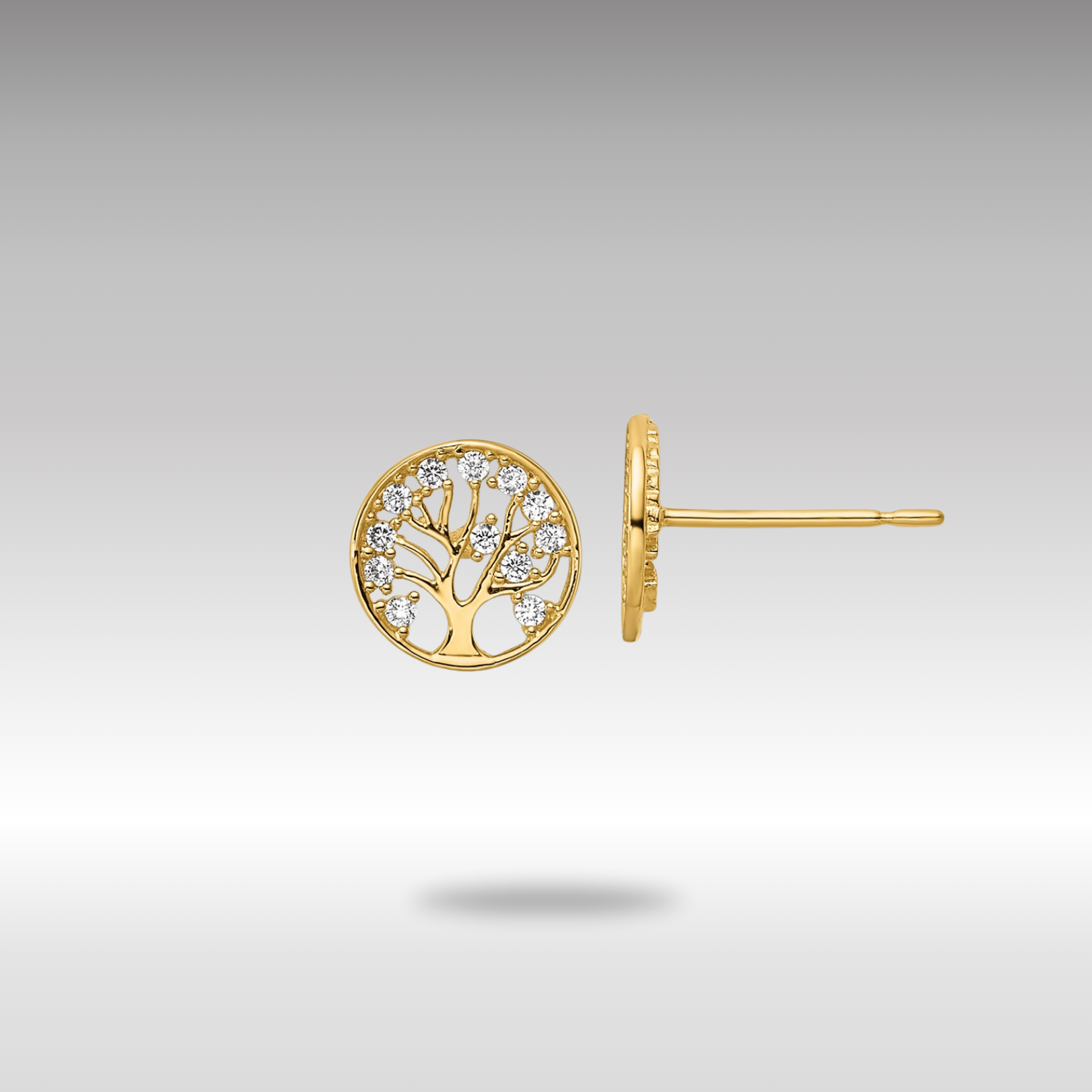 Gold CZ Tree of Life Post Earrings - YE2094 Model | Elegant Stud Earrings for Women | Perfect for Weddings, Parties & Everyday Wear