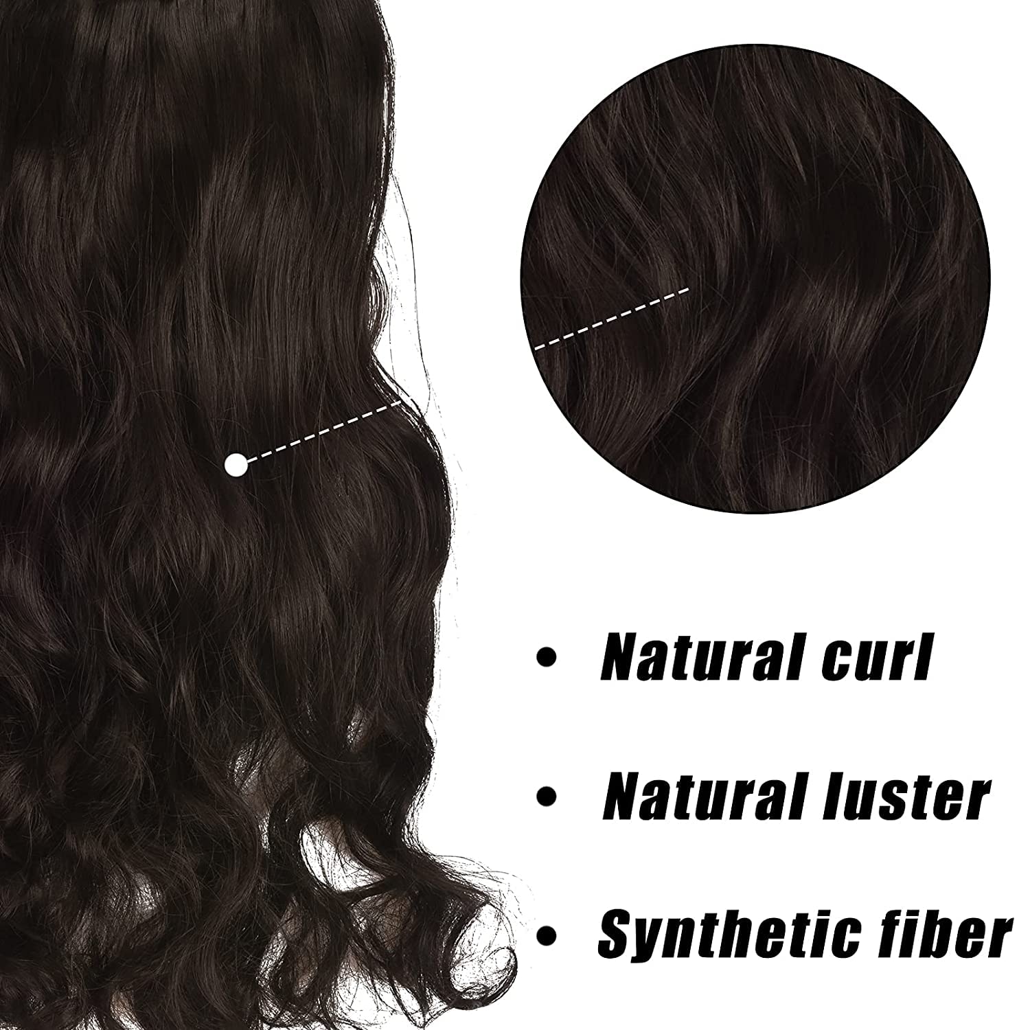 Honbon Nakli Full Head Synthetic Curly Hair Wig for Women - 16 Inch Heat Resistant Hair Extensions with 5 Clips (1 Piece) | Perfect for Cosplay, Daily Wear & Special Occasions