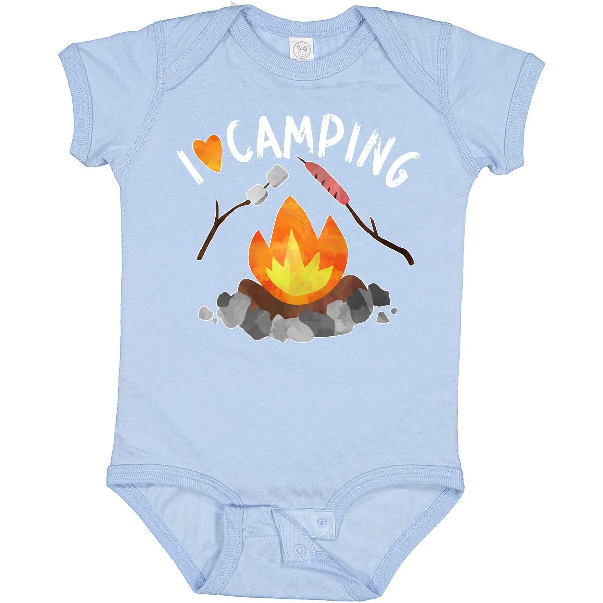 Inktastic I Love Camping Baby Bodysuit - Cute Campfire, Hot Dog & Marshmallows Design - Perfect for Outdoor Adventures, Family Trips & Baby Photoshoots