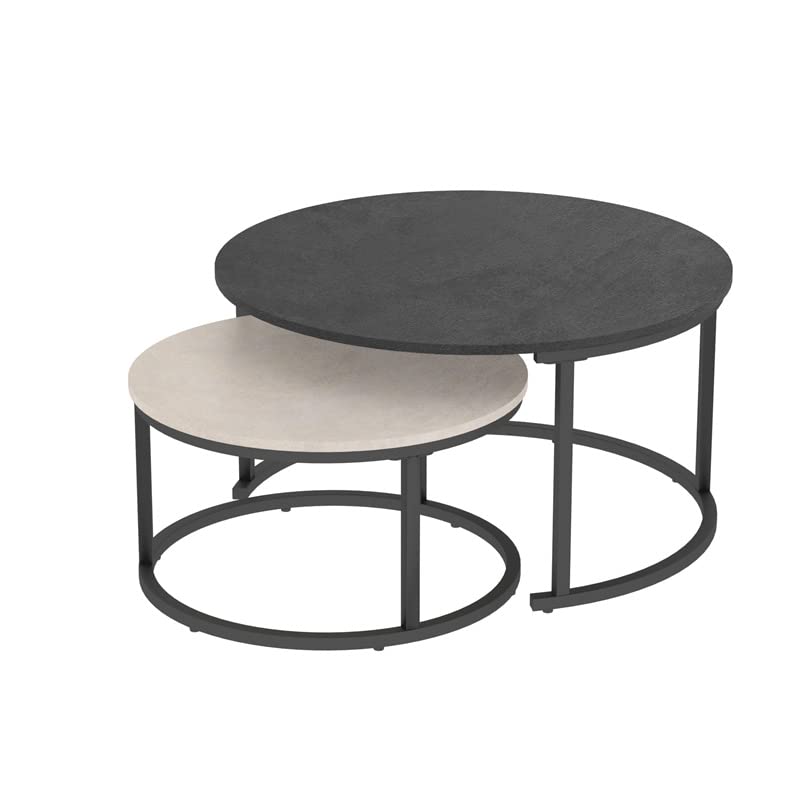 Modern Round Coffee Table - Minimalist 2-Tier Nesting Table for Living Room & Office - Side Table, End Table - Perfect for Small Spaces, Home Decor, Coffee Break & Reading Nook