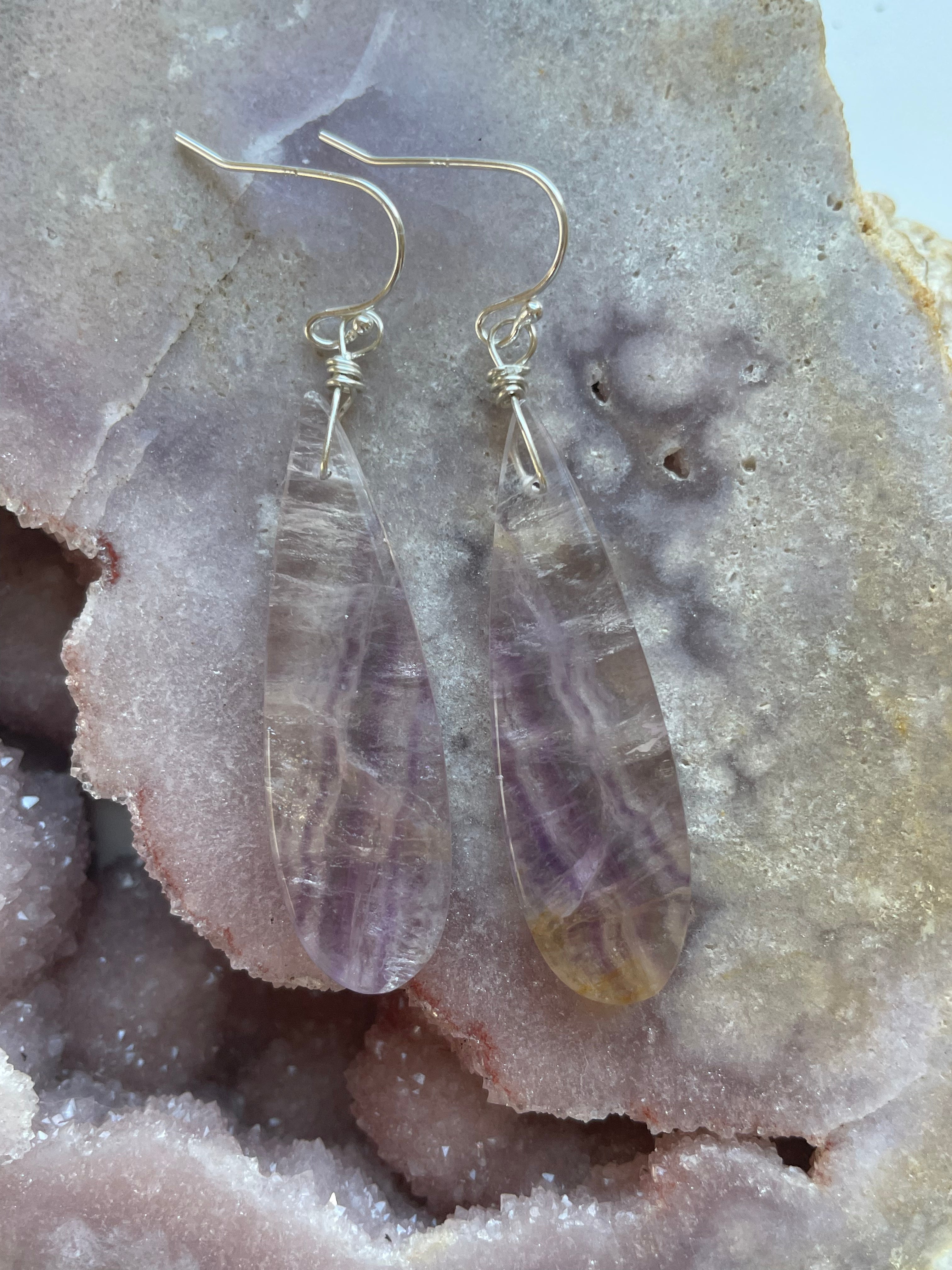 Purple Fluorite Earrings Sterling Silver 925 - Healing Crystal Jewelry for Women, Dainty Studs for Everyday Wear | Perfect for Gifts, Meditation & Energy Balancing