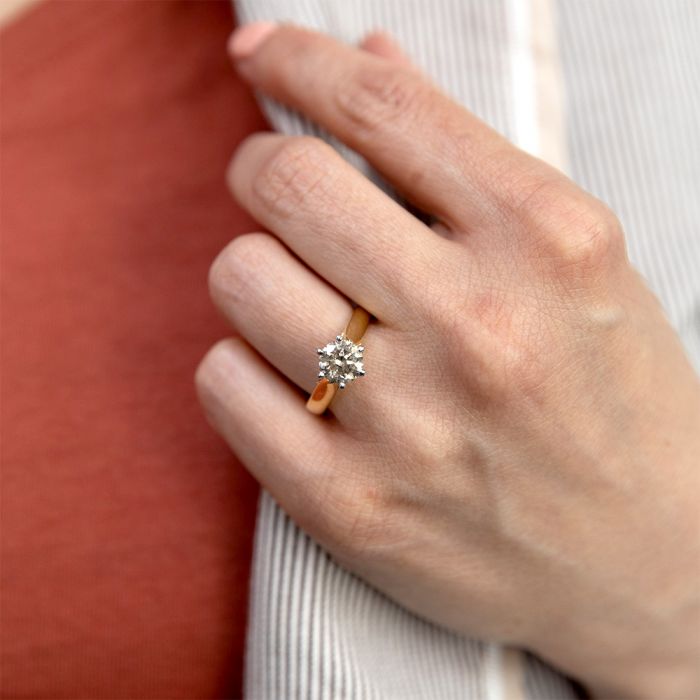 18ct Yellow Gold Solitaire Ring with 1.5 Carat Australian Diamond - Elegant Engagement Ring for Women, Perfect for Proposals, Anniversaries & Special Occasions