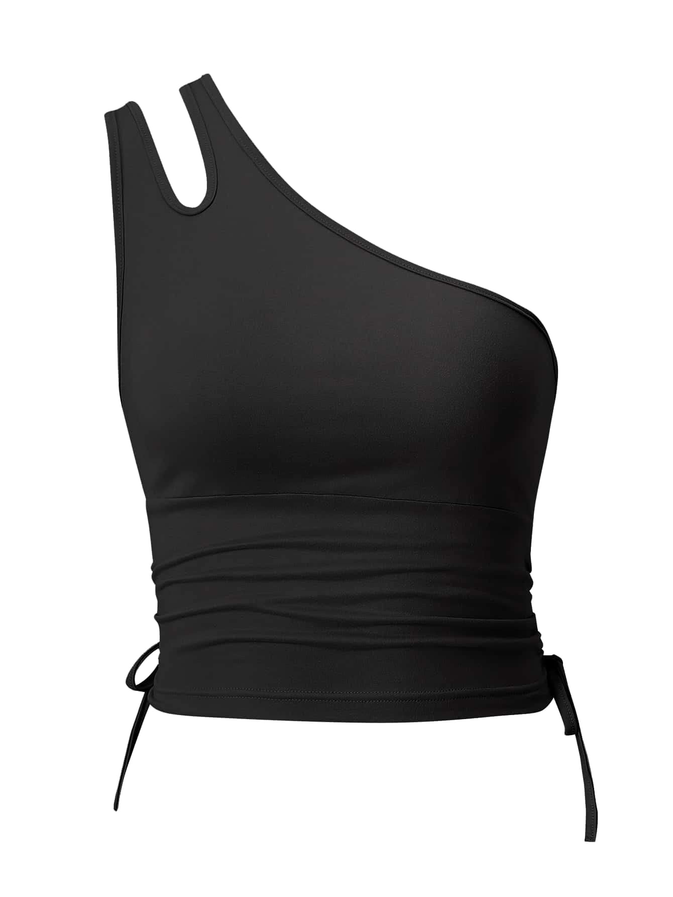 Verdusa Women's Sexy Cut Out One Shoulder Sleeveless Crop Top - Summer Casual Drawstring Side Tank Top for Beach, Party & Night Out