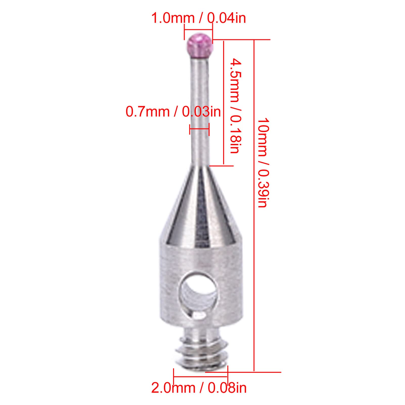CMM Touch Probe Stylus - Tungsten Carbide Shank Linear Shape with M2 Long Thread & Ruby Ball Tip for 3D Coordinate Measuring Machines | Precision Measurement Tool for CNC Machining, Quality Control & Industrial Inspection