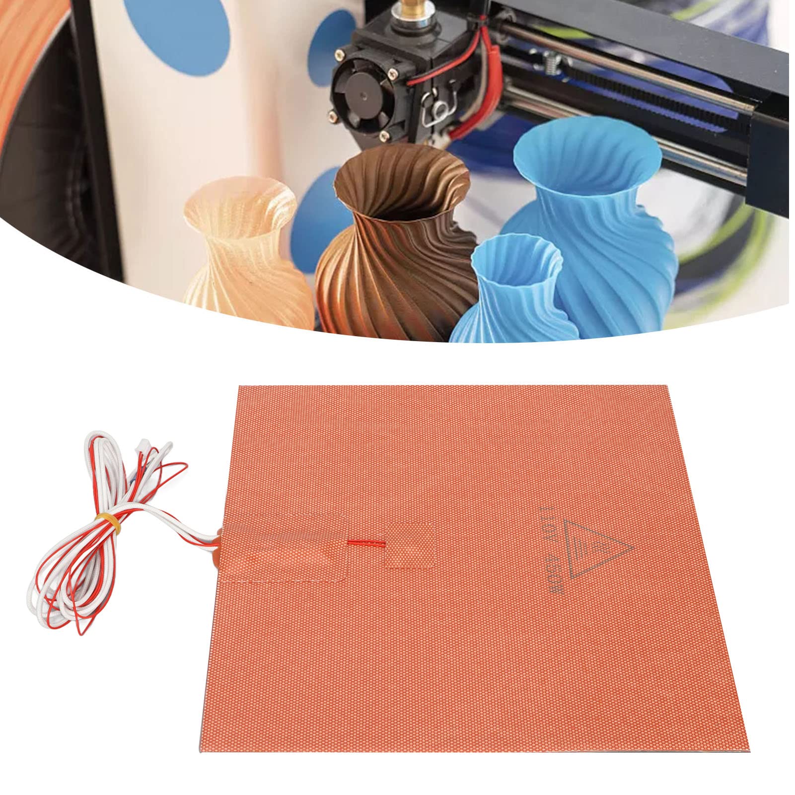 250x250mm 110V 450W Silicone Heater Pad with Adhesive Backing - High Temperature Resistant Heating Plate for VORON2.4 3D Printer Heated Bed - Perfect for 3D Printing, DIY Projects, and Industrial Applications