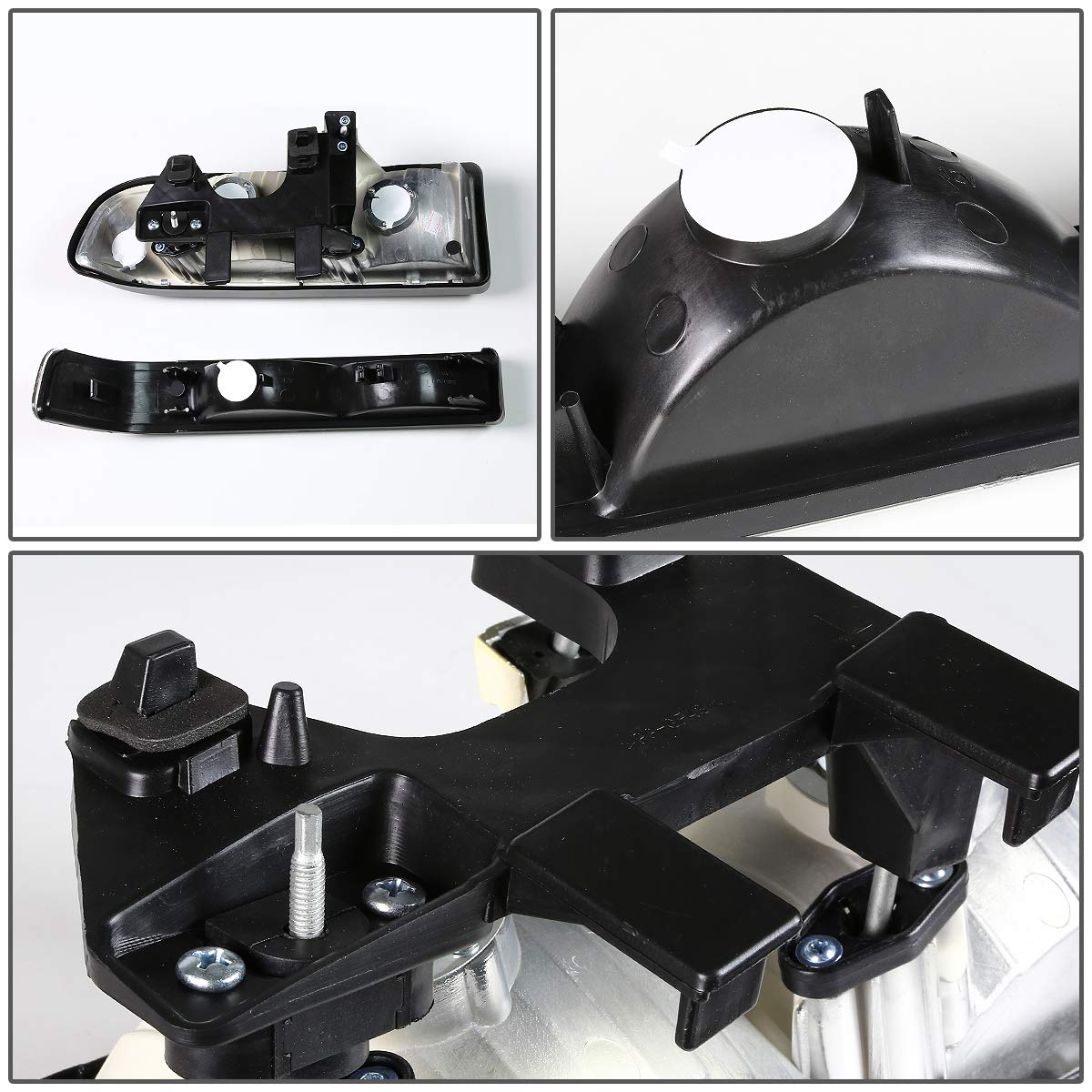 Auto Dynasty Black Housing Amber Corner Headlight with Bumper Lamps & Tool Kit - Compatible with 1998-2004 Chevy S10 Pickup Truck | Easy Installation & Enhanced Night Visibility