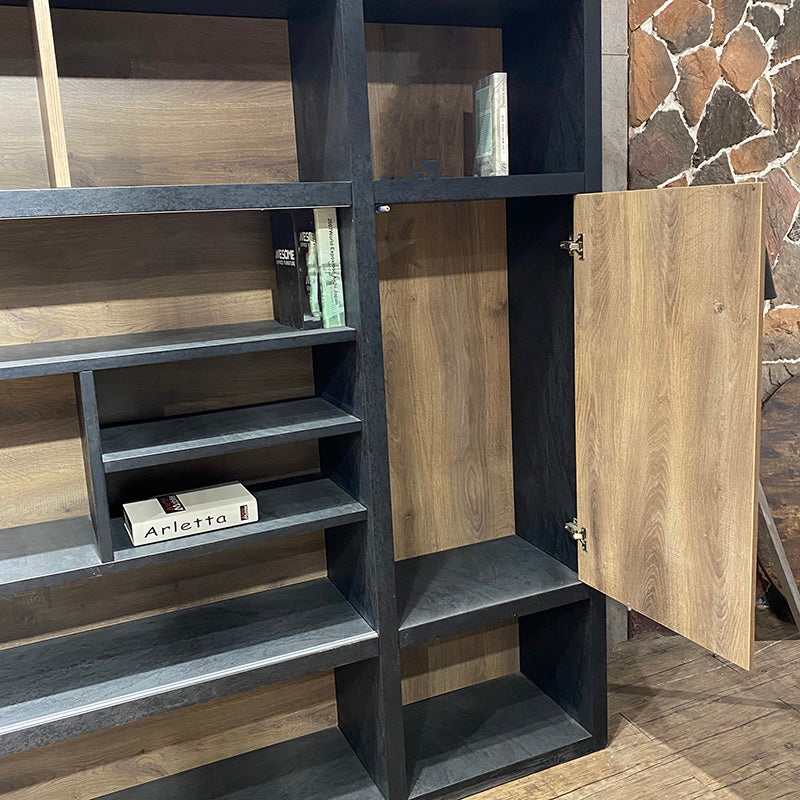 PHOENIX Display Wall Unit 3.0M - Warm Oak & Black Finish - Modern Retail Shelf for Stores & Boutiques - Perfect for Showcasing Products in Shops, Malls, and Trade Shows