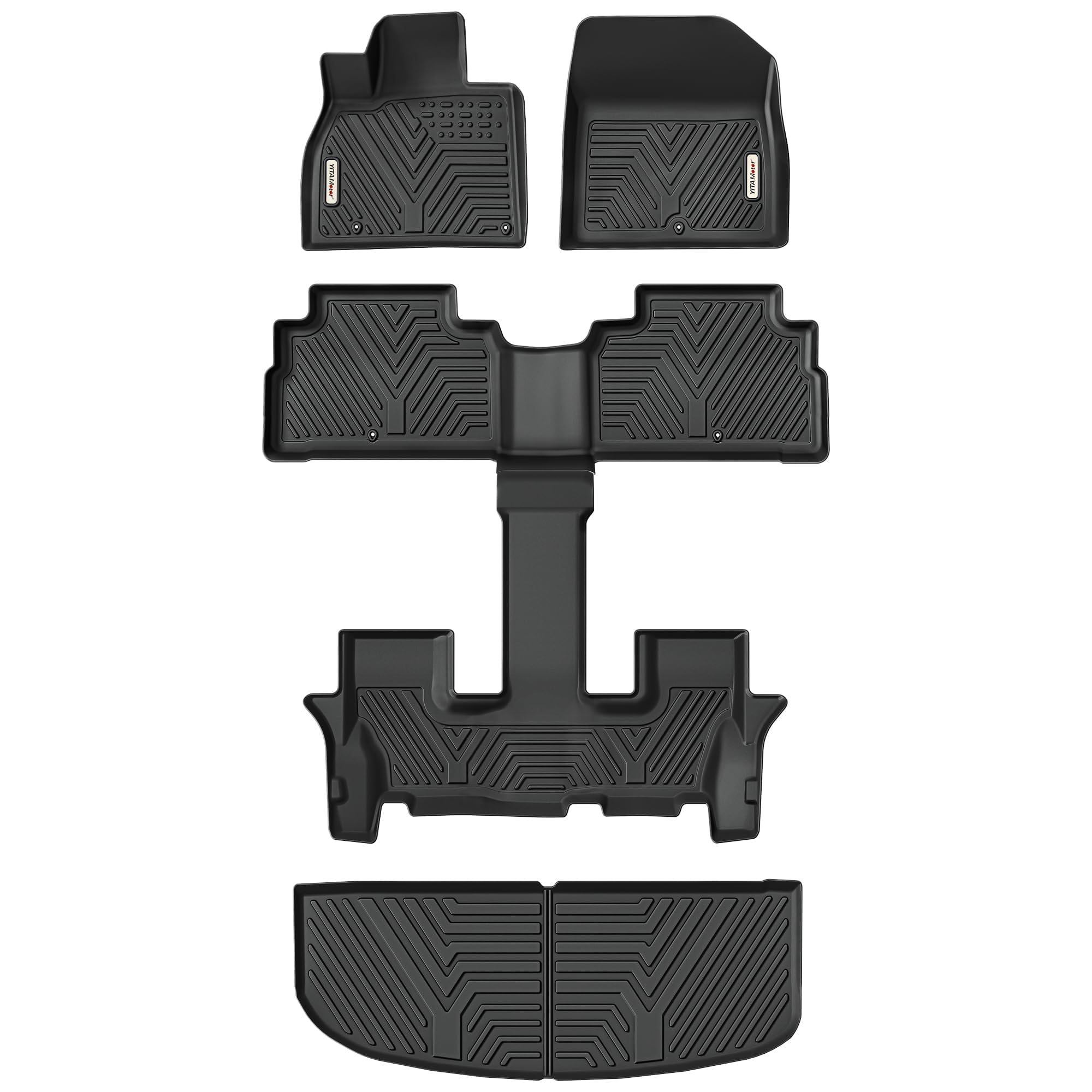 YITAMOTOR All-Weather Custom Floor Mats for 2020-2025 Kia Telluride 7 & 8 Seats - Premium Car Floor Liners & Cargo Liner Set (Black, Without Center Console) | Perfect for Road Trips, Family Travel & Daily Commute