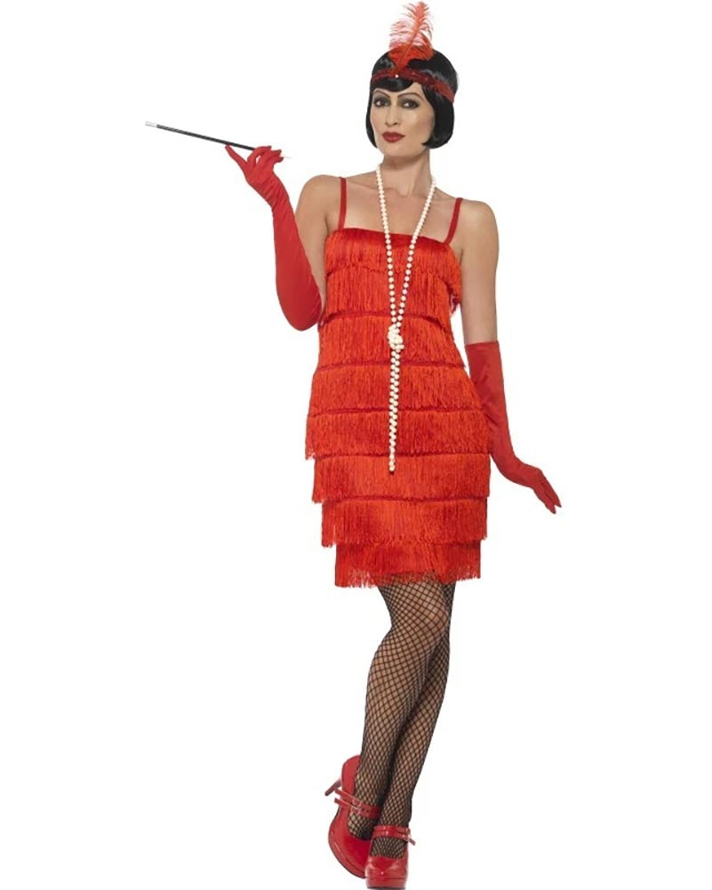 Vintage 1920s Rose Red Flapper Dress for Women - Roaring 20s Gatsby Party Costume, Halloween Outfit & Themed Events