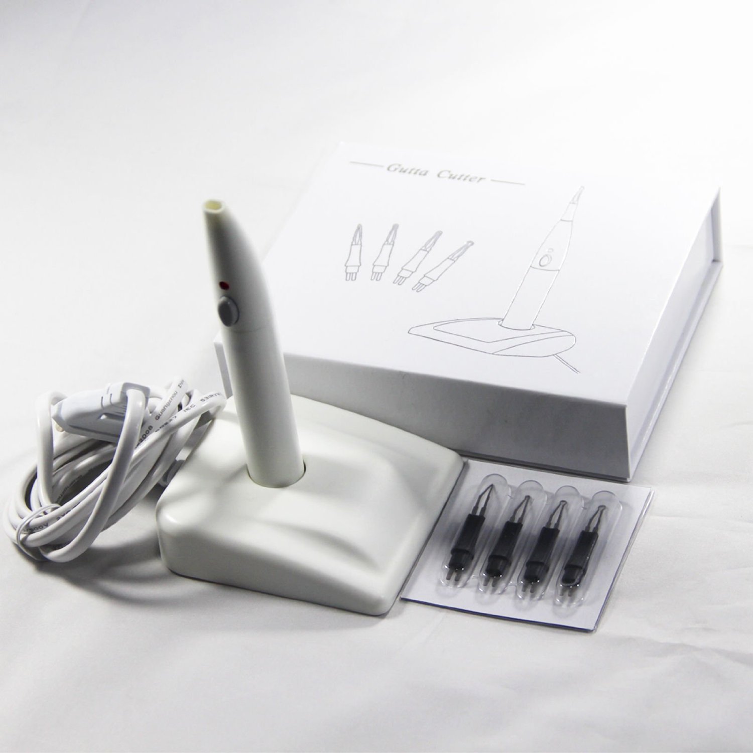 Dental Gutta Percha Cutter with 4 Replaceable Tips - Precision Root Canal Gutta Percha Points Cutter for Endodontic Treatment - Perfect for Dentists & Dental Clinics