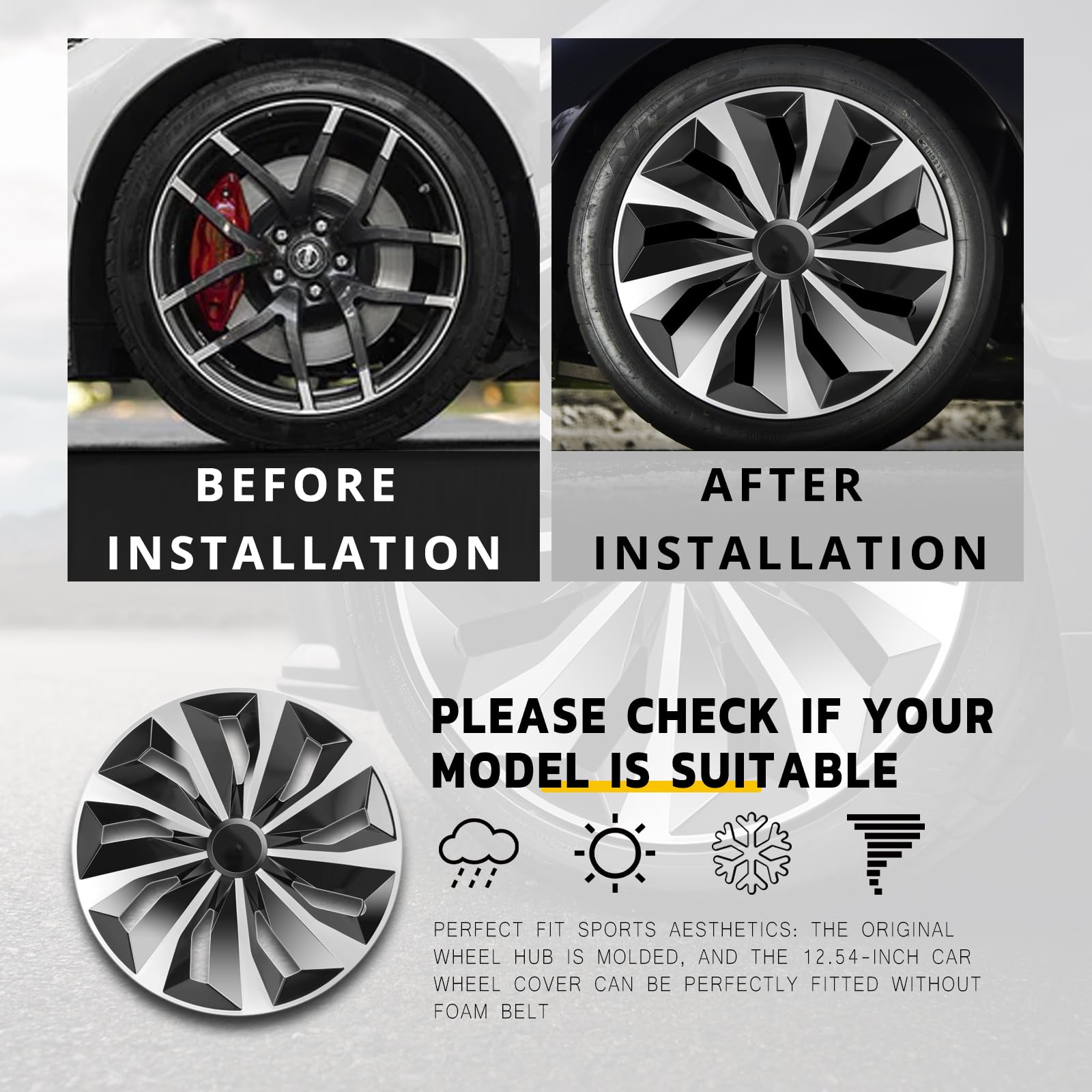 16 Inch Hubcaps Set of 4 - Universal Wheel Rim Covers for Toyota, VW, Chevy, Nissan, Honda, Dodge, Ford, Kia | Durable Car Tire Covers Replacement | Perfect for Sedans, SUVs & Daily Commuting