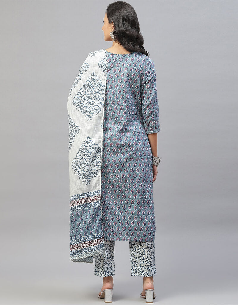Blue Cotton Pant Suit for Women - Comfortable & Stylish Office Wear - Perfect for Business Meetings & Professional Events