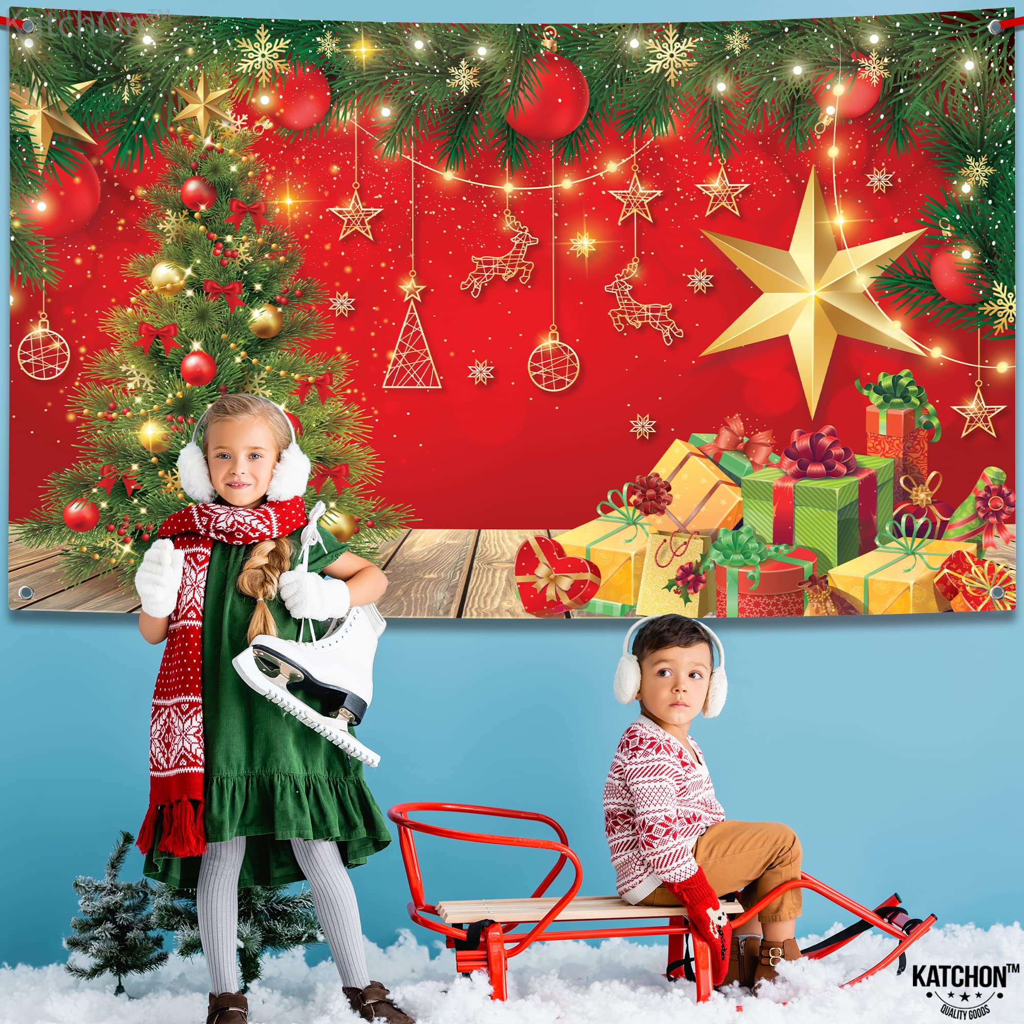 KatchOn Extra Large Christmas Banner - 72x44 Inch Holiday Decor for Parties, Wall & Photo Backdrop | Merry Christmas Party & Home Decoration | Perfect for Festive Gatherings, Family Photos & Seasonal Celebrations