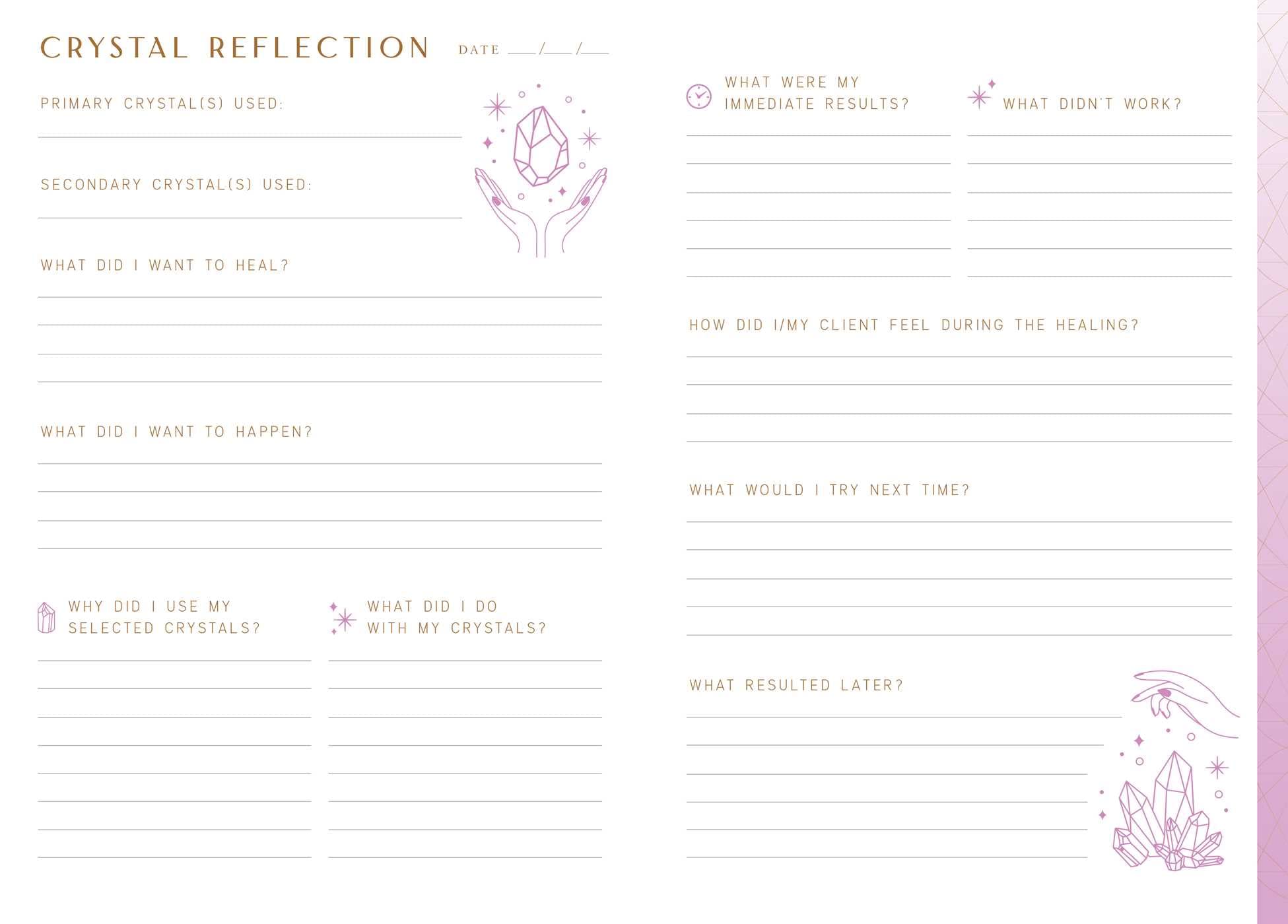 Crystal Healing Journal for Self-Care & Reflection - Meditation & Wellness