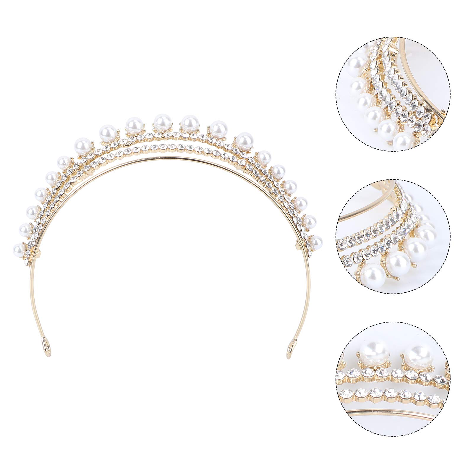 Crystal Rhinestone Headband with Pearls - Wedding Tiara for Brides & Princesses