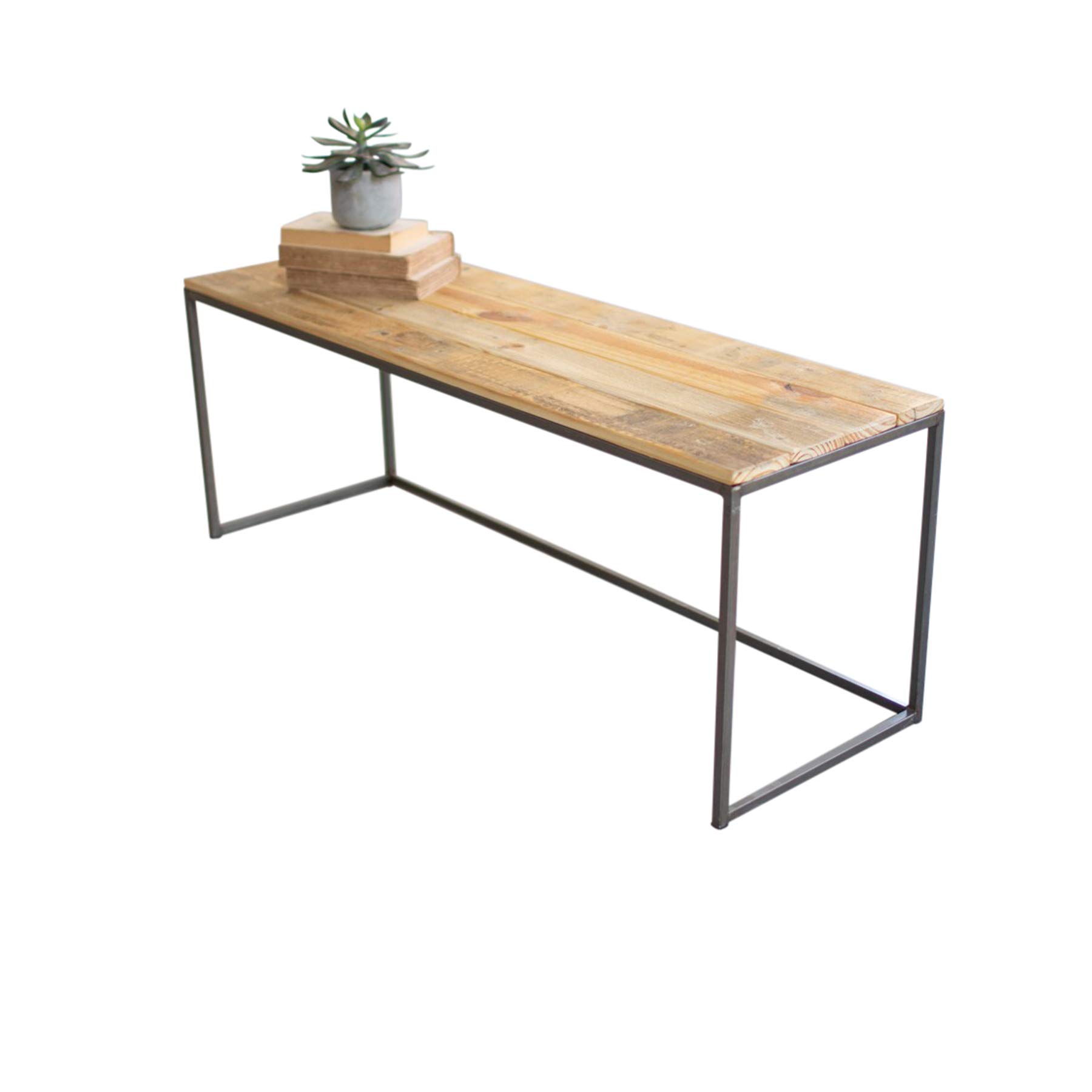 Rustic Recycled Wood Bench - Farmhouse Minimalist Dining Table & Entryway Seat | Natural Wooden Bench for Kitchen, Dining Room, Hallway & Outdoor Patio