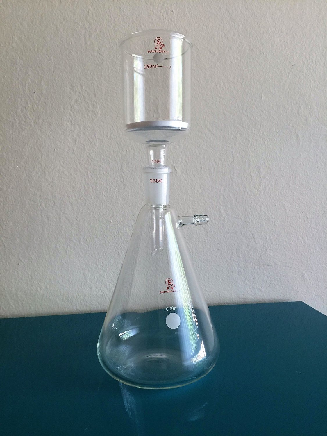 Vacuum Suction Filter Kit - 250ml Buchner Funnel & 1000mL Flask for Lab Experiments