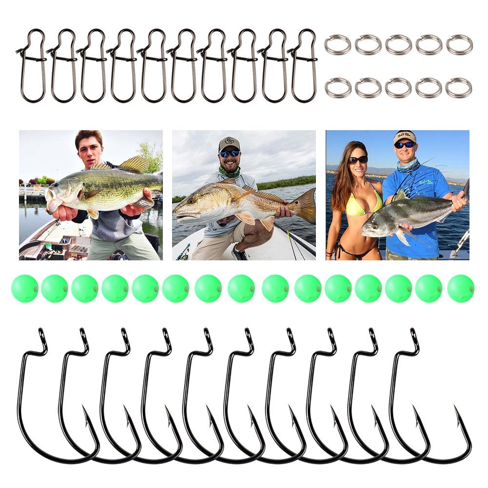 Sougayilang Brass Fishing Sinkers Set with Jig Hooks & Swivel Rings - Freshwater & Saltwater Bass Fishing Gear for Anglers - Perfect for Shore Fishing, Boat Fishing, and Ice Fishing Adventures