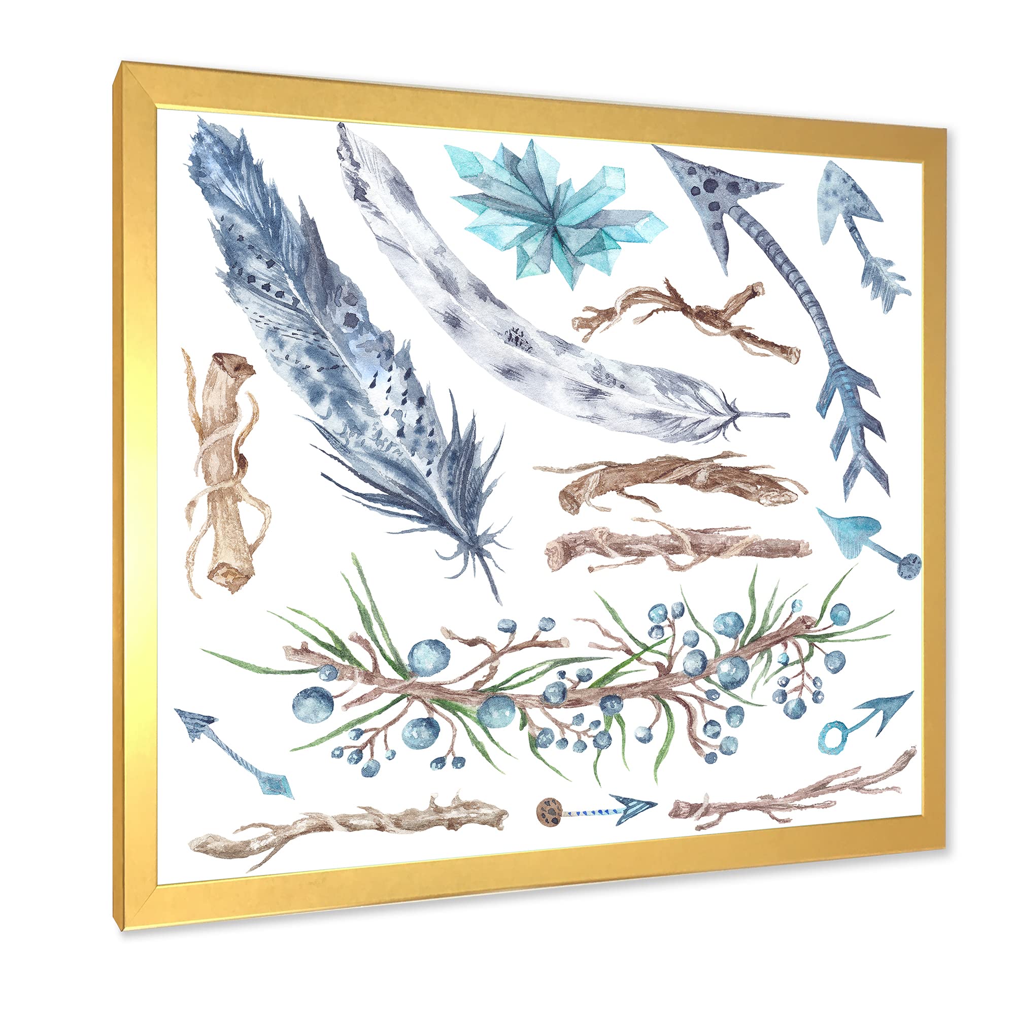 DesignQ Tribal Forest Bohemian Eclectic Framed Wall Art - Handmade Home Decor for Living Room, Bedroom & Office