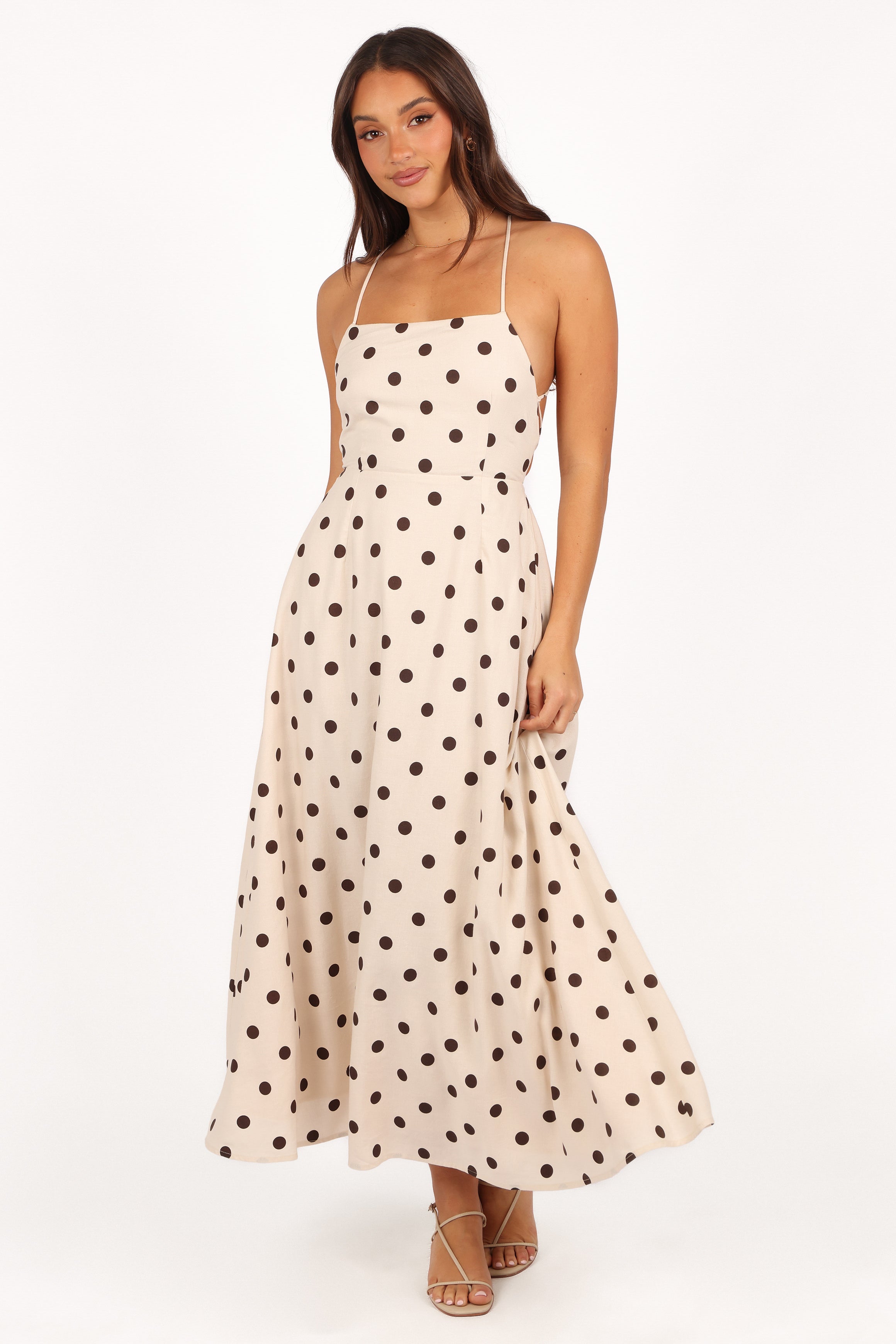 Kailana Women's Midi Dress - Elegant Cream Flowy Summer Dress for Casual Outings, Beach Vacations & Date Nights