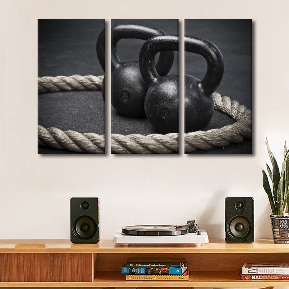 TUMOVO Black and White Dumbbell Fitness Wall Art - 60