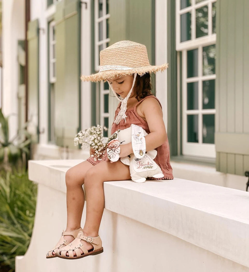 Children's Leather Sandals - Nude Blush Flora | Comfortable & Stylish Kids' Footwear for Summer, Beach & Outdoor Play