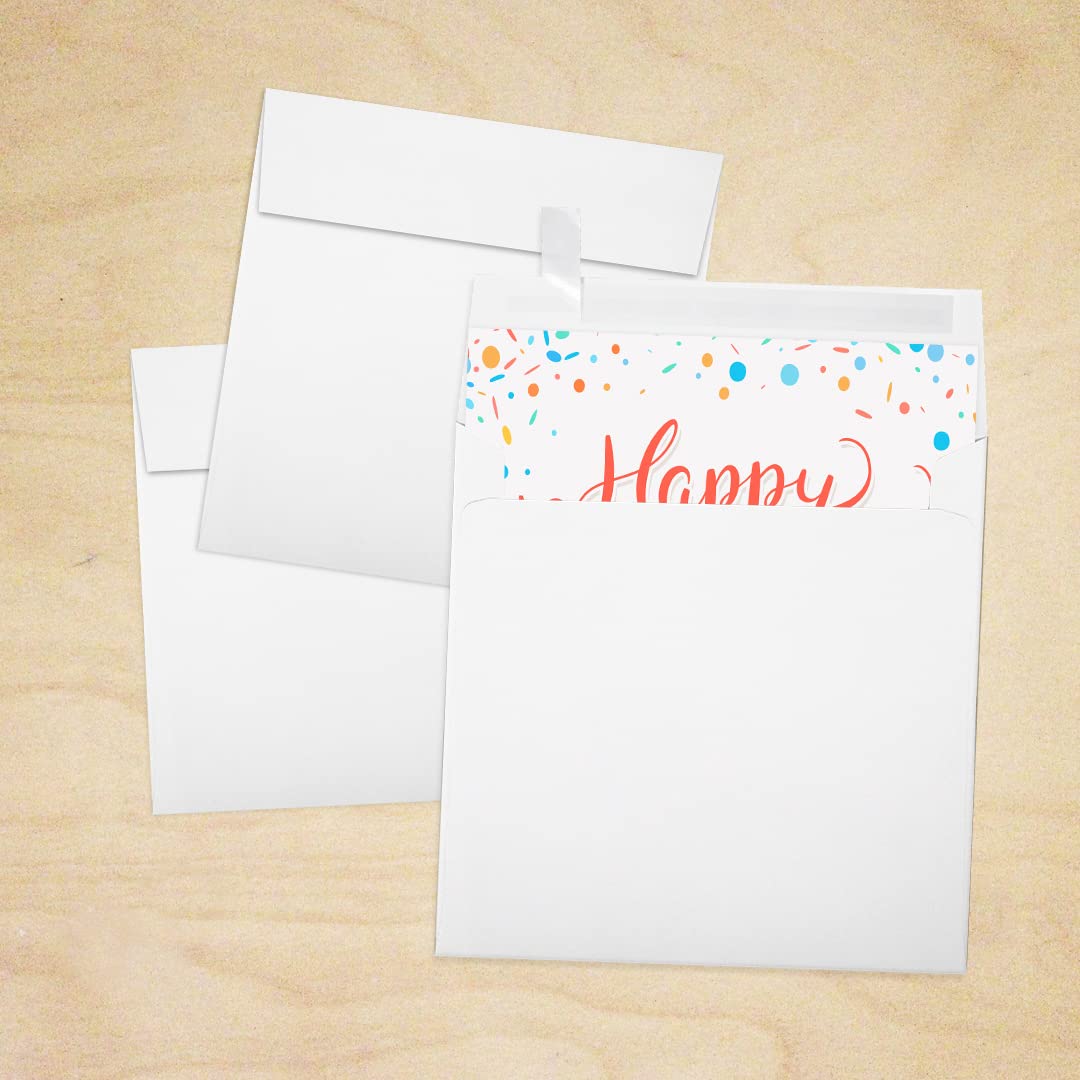 LUXPaper Square Invitation Envelopes 5x5 Inches - 80lb Premium Bright White Cardstock - Self Seal Peel & Press Design - 500 Pack for Wedding, Birthday & Party Invitations