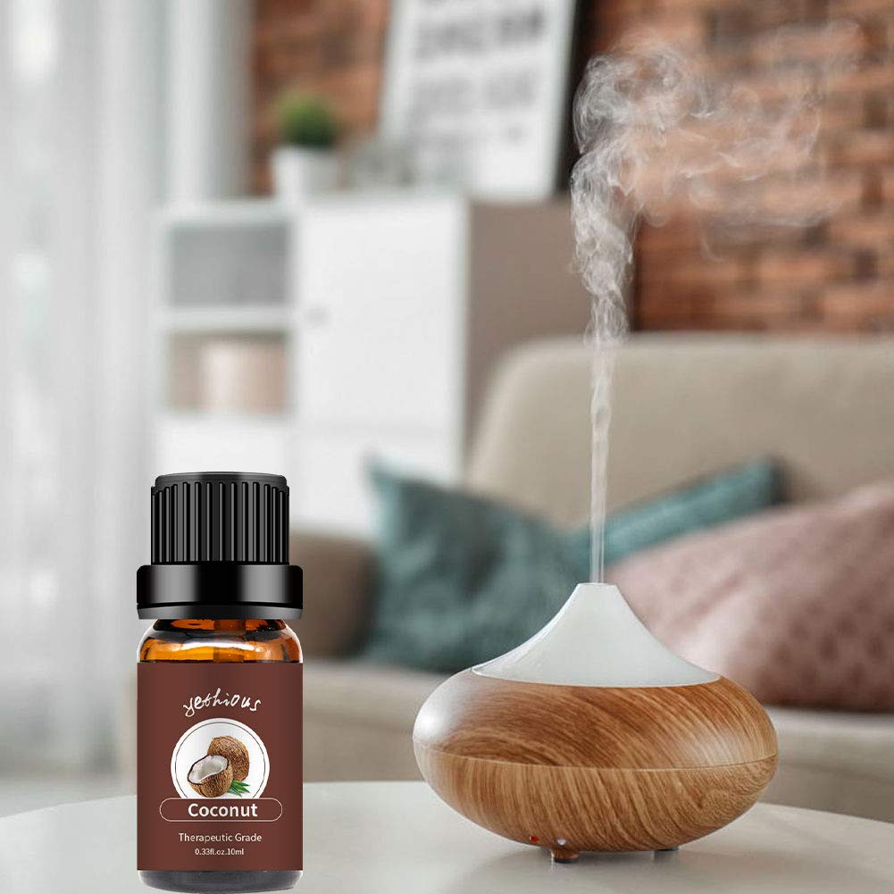 Pure Organic Coconut Essential Oil for Diffuser, Skin, Hair & Massage - 100% Natural Coconut Aromatherapy Oil - 10ml Bottle for Relaxation, Spa & Home Fragrance