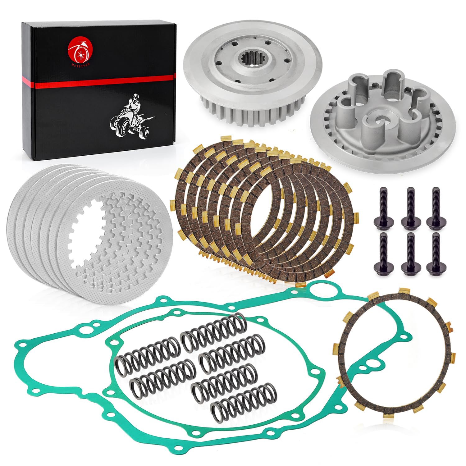 Yamaha YFZ450 Clutch Kit with Center Inner Hub & Outer Pressure Plate - Compatible with 2006-2013 Models (5TG-16351-00-00, 5TA-16371-20-00) - Perfect for Off-Road Racing & ATV Maintenance