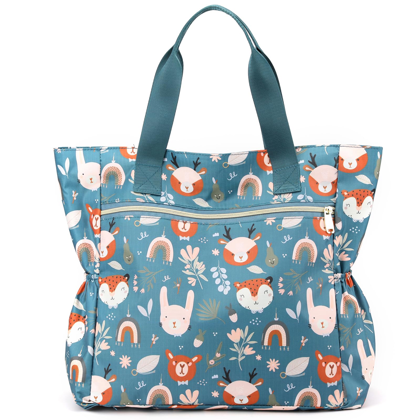 Stylish Large Nylon Tote Bag for Women - Floral Print Shoulder Handbag with Top Handle, Perfect for Work, Travel & Everyday Use