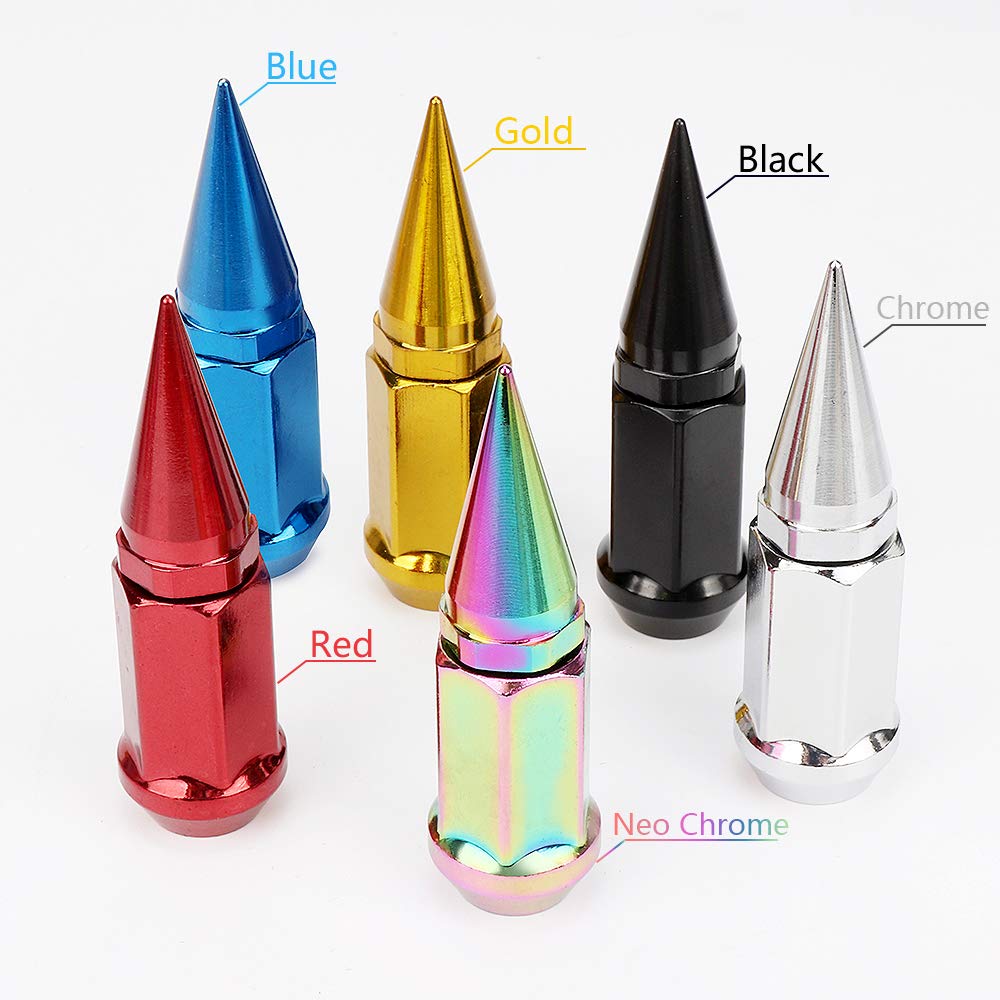 32-Piece Universal 2pc Extended Spike Lug Nut Set - M12x1.5 Conical Seat Hex 3/4