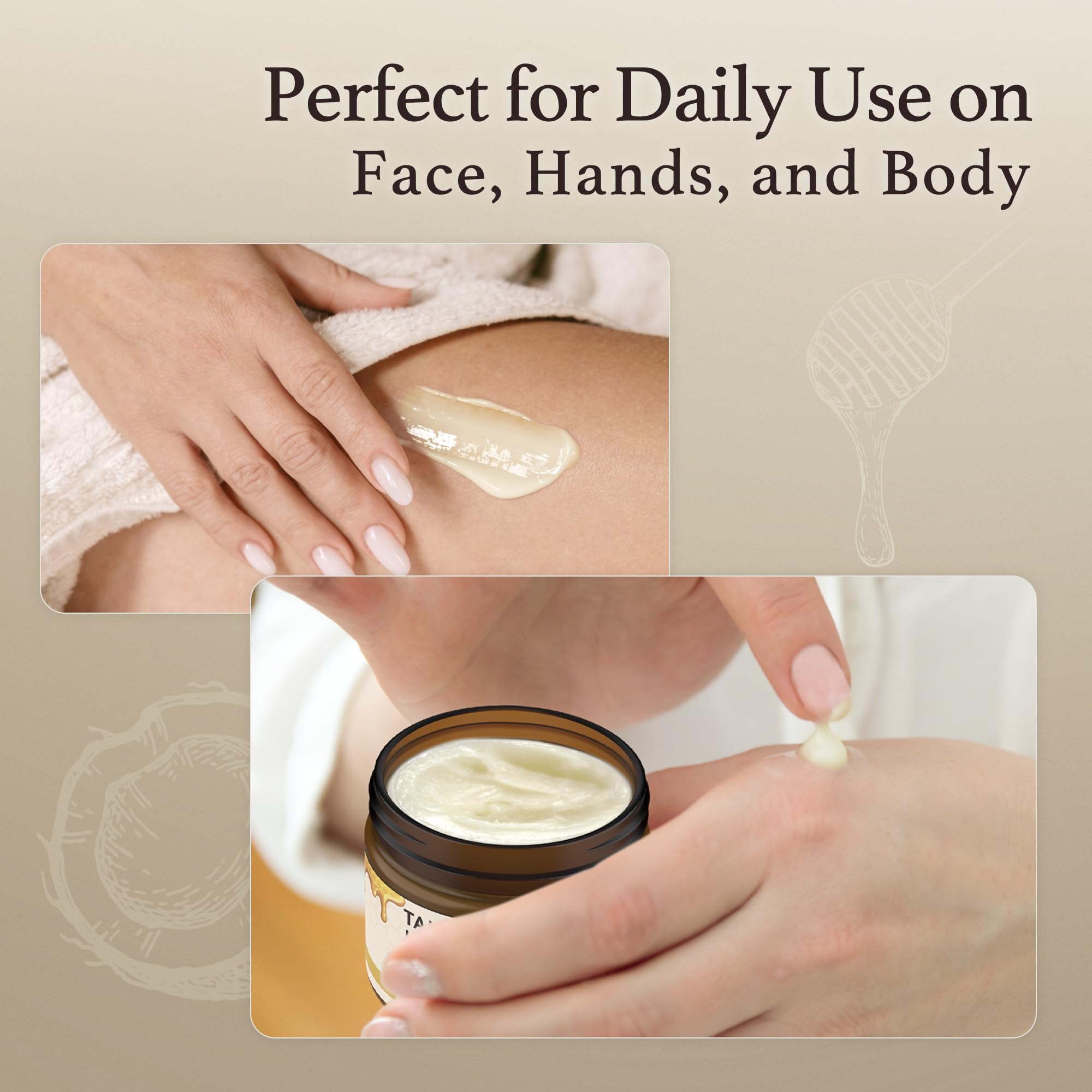 Grass-Fed Beef Tallow Balm - Natural Skin Moisturizer for Face & Body (60ml) - Perfect for Dry Skin Care