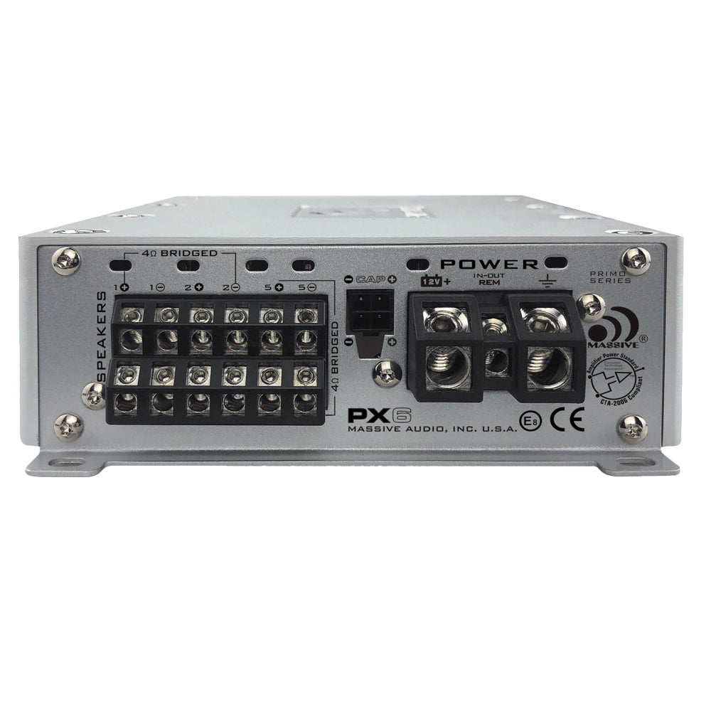 PX6 6-Channel Car Amplifier 130W RMS x 6 @ 4 Ohm - High Power Audio Amp for Car Stereo System, Home Theater, and Marine Boats