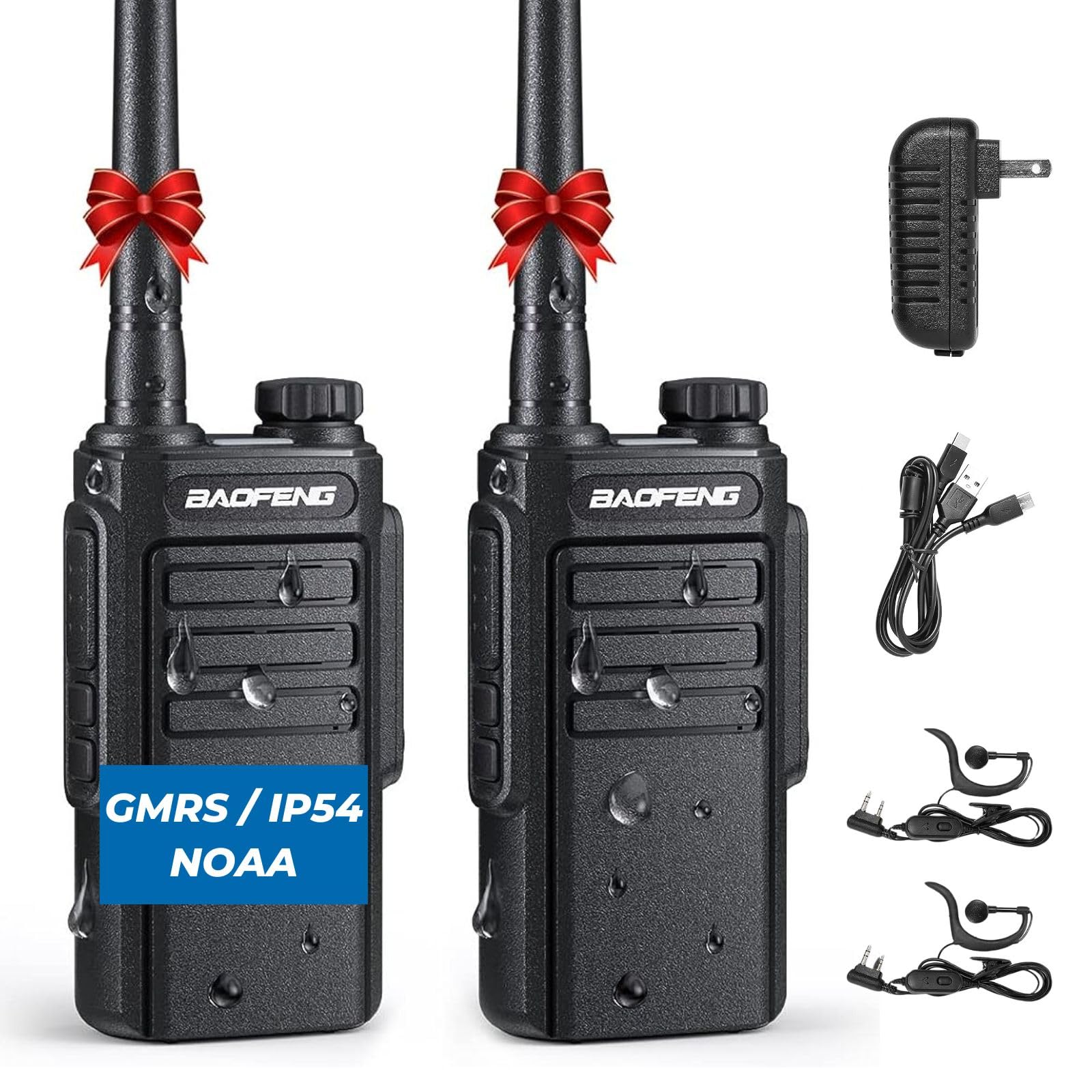BAOFENG MP31 GMRS Radio Handheld Two Way Radio - Waterproof Rechargeable Walkie Talkies with NOAA Weather Scan, GMRS Repeater & 2-in-1 Type-C Charging Cable (2 Pack) - Perfect for Outdoor Adventures, Hiking, Camping & Emergency Communication