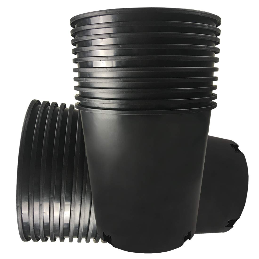 50-Pack 2 Gallon Premium Black Plastic Nursery Pots - Heavy Duty Garden Planters for Seedlings, Flowers & Vegetables - Ideal for Indoor/Outdoor Gardening, Greenhouses & Commercial Nurseries