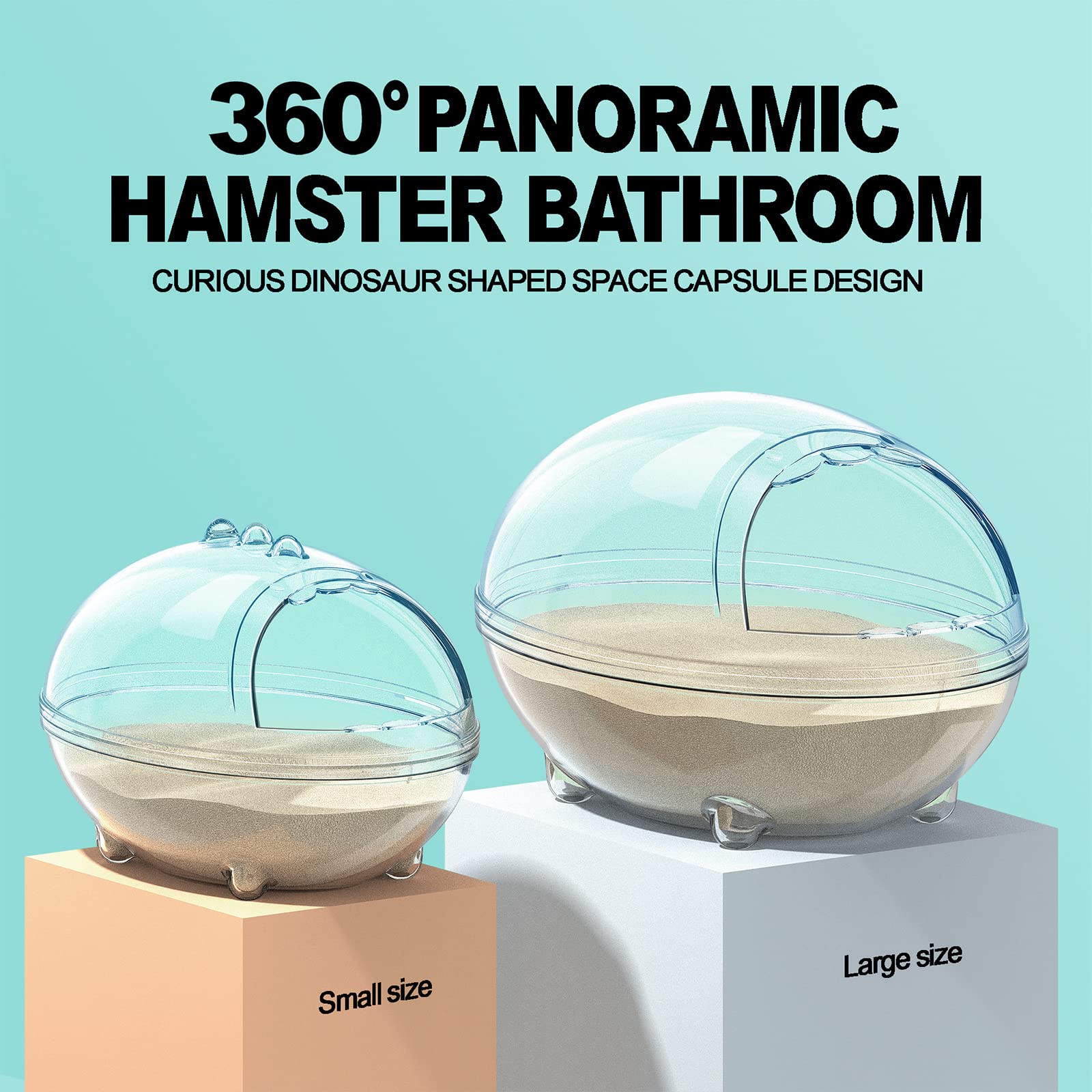 Hamster Bathroom & Sand Bath Container - Transparent Dust Bath Box for Small Pets, Hamster Bathtub & Toilet Accessories - Perfect for Cleaning & Grooming in Cage