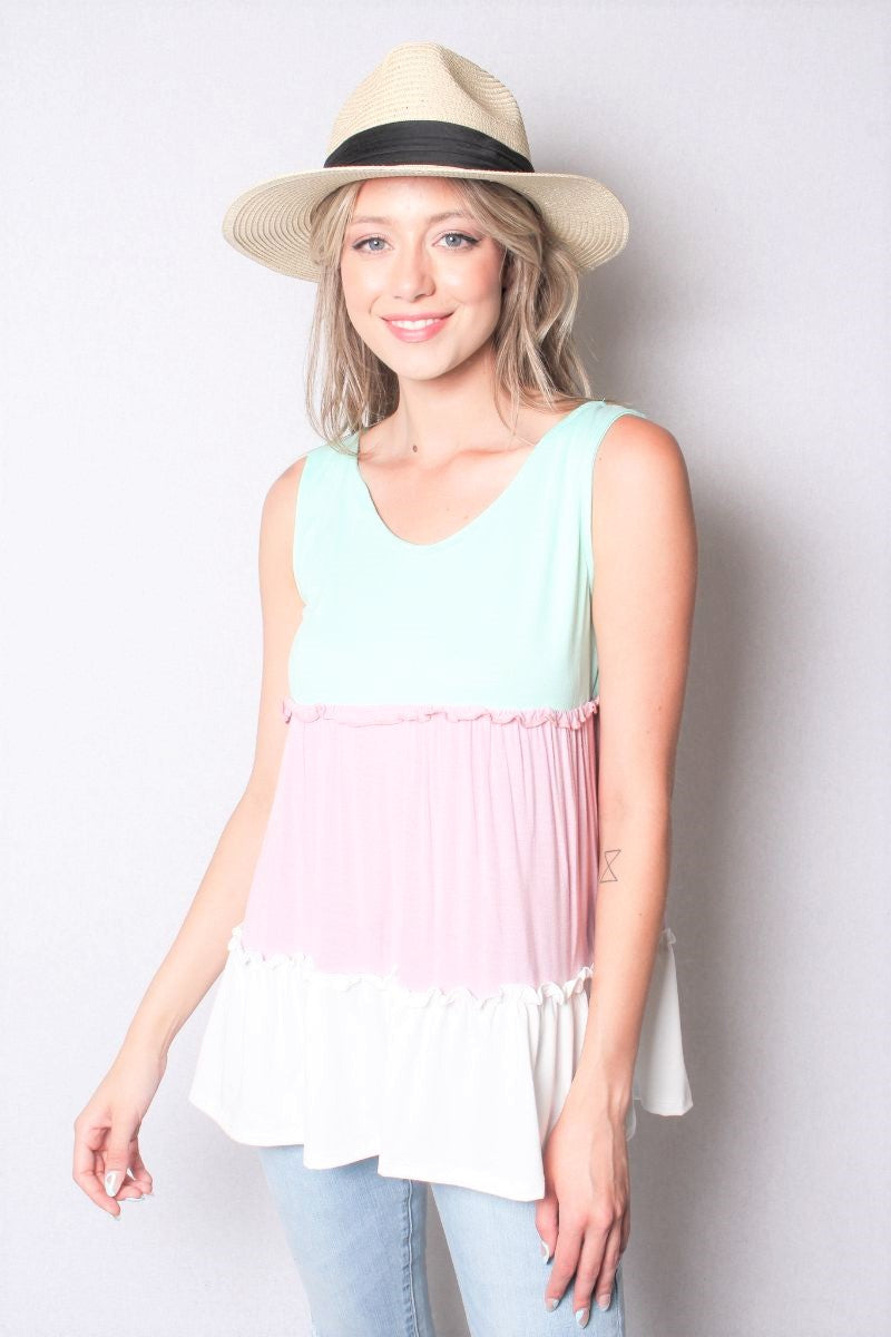 Gianna Ruffled Tank Top for Women - 100% Made in USA | Soft & Comfortable Summer Blouse for Casual Wear, Beach Outfits, and Layering