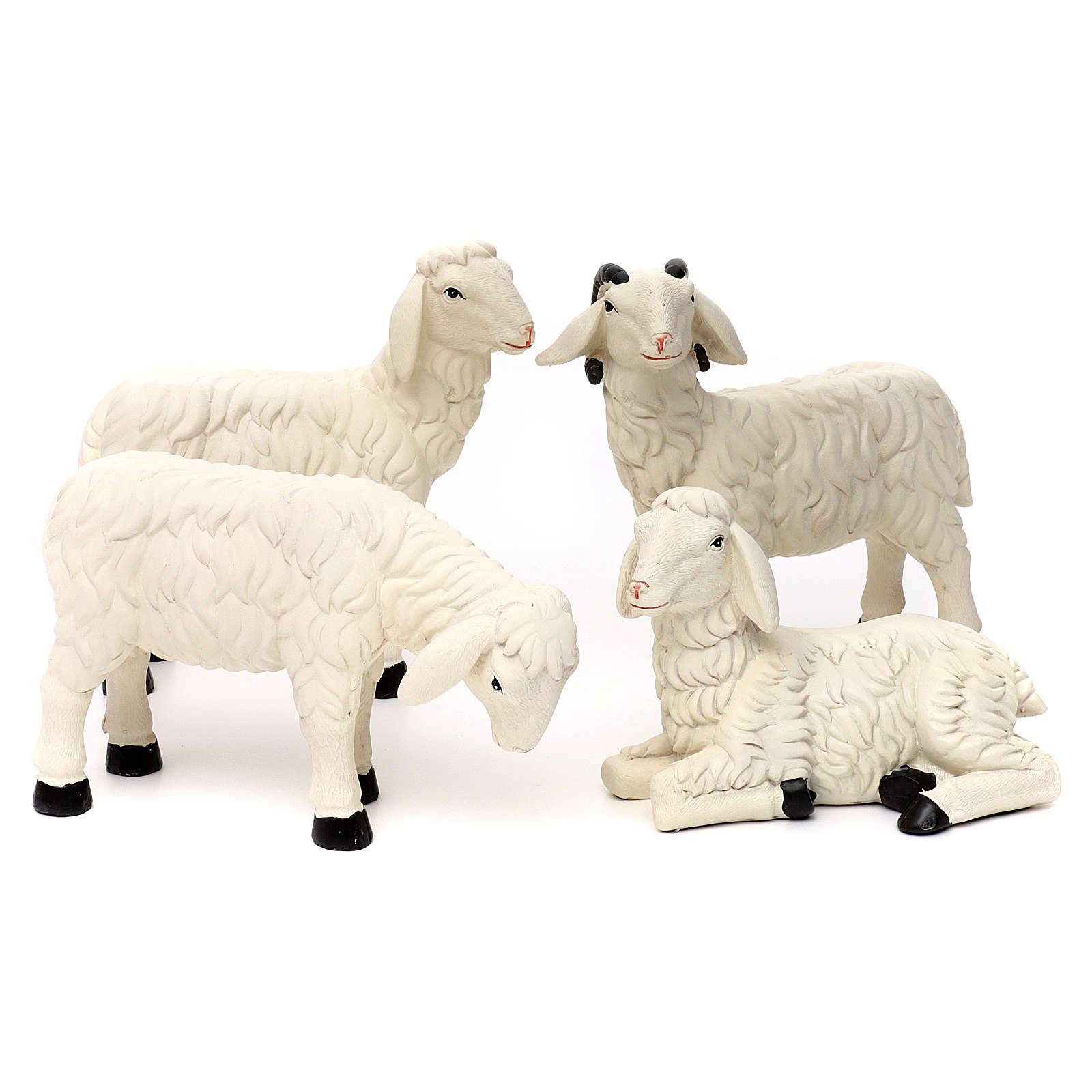 Nativity Scene Figurines - Set of 3 Realistic Resin Sheep & Ram Figures (35-40cm) for Christmas Crib Display, Home Decor & Holiday Tabletop Decorations