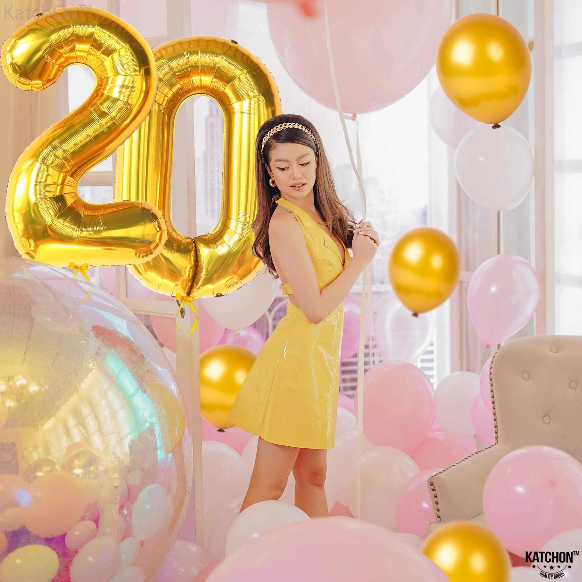 KatchOn 40 Inch Gold Number 20 Balloon - Large Foil 20th Birthday Decorations for Party, Anniversary & Celebration | Perfect for 20th Birthday Party, Graduation, Wedding Anniversary & Special Events