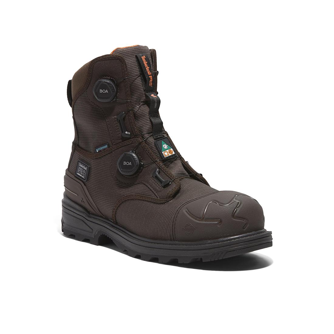 Magnitude 8 Inch Waterproof Composite Toe Work Boots with Boa Closure System - CSA Certified, Ballistic Nylon Construction in Dark Brown - Ideal for Construction, Warehouse & Outdoor Work Safety