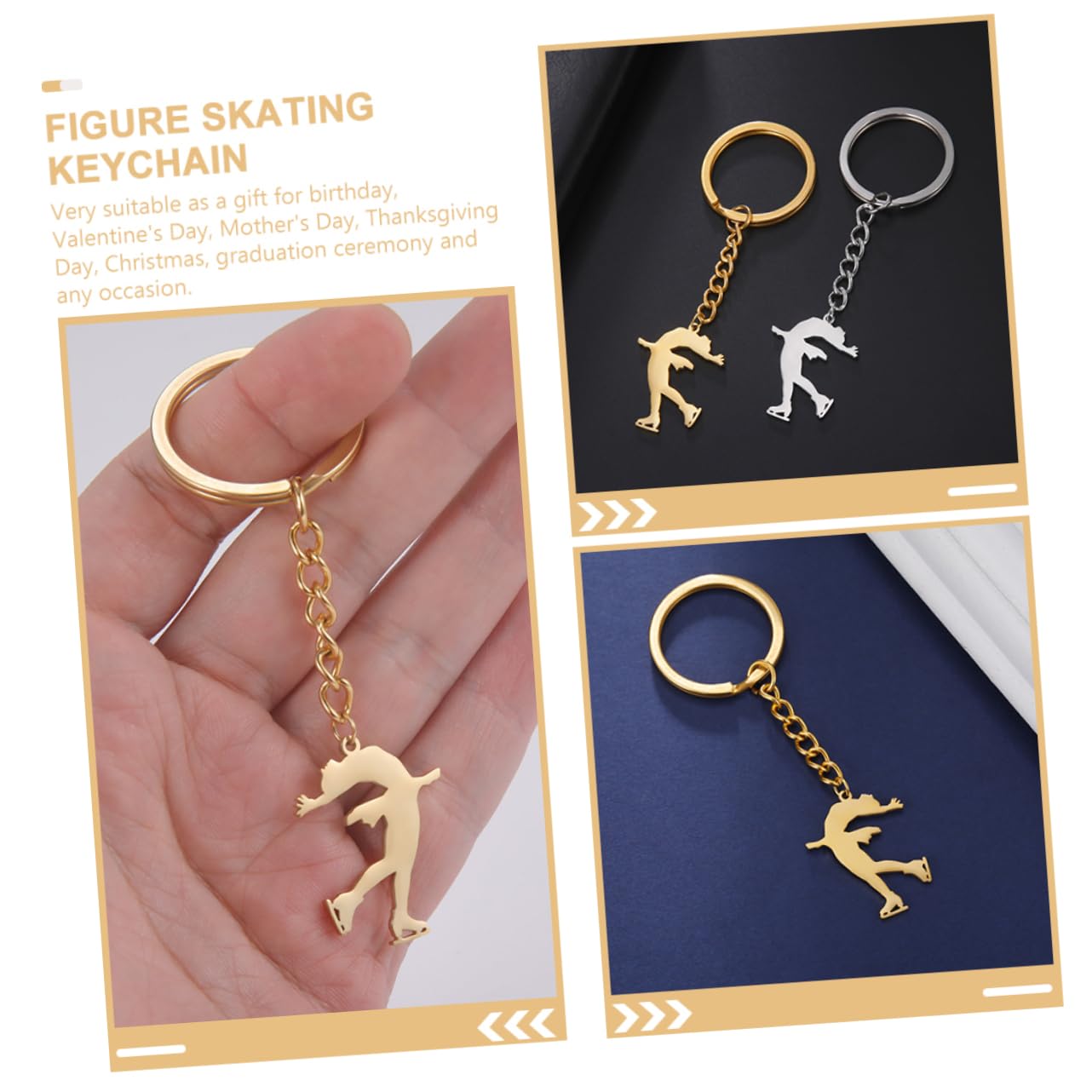 BESPORTBLE 2PCS Ice Skating Charm Keychain - Stainless Steel Boot Shaped Keyring for Skating Fans - Perfect for Party Favors, Gifts & Winter Sports Enthusiasts