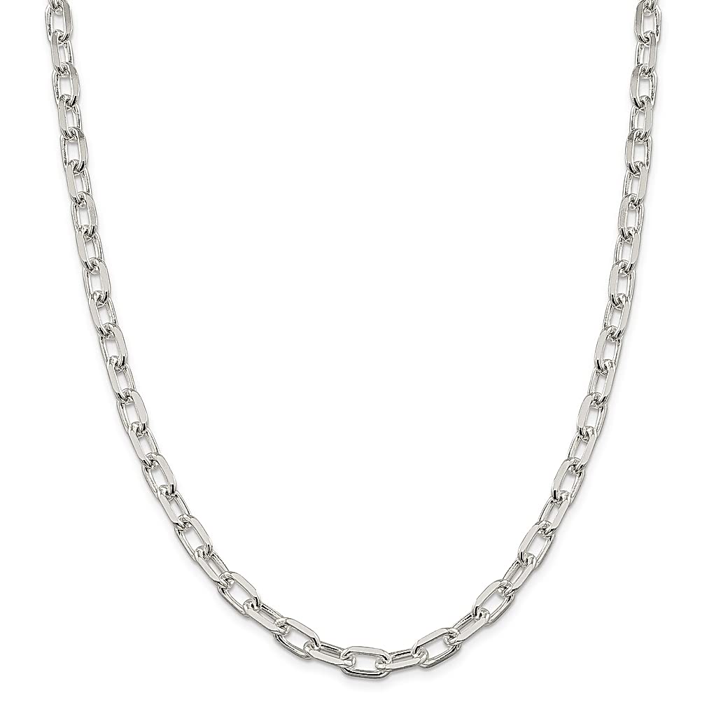 925 Sterling Silver 7.5mm Elongated Cuban Link Chain Necklace - 24 Inch Durable Pendant Charm Cable for Women | Elegant Fine Jewelry Gift for Her | Perfect for Date Nights, Weddings & Special Occasions